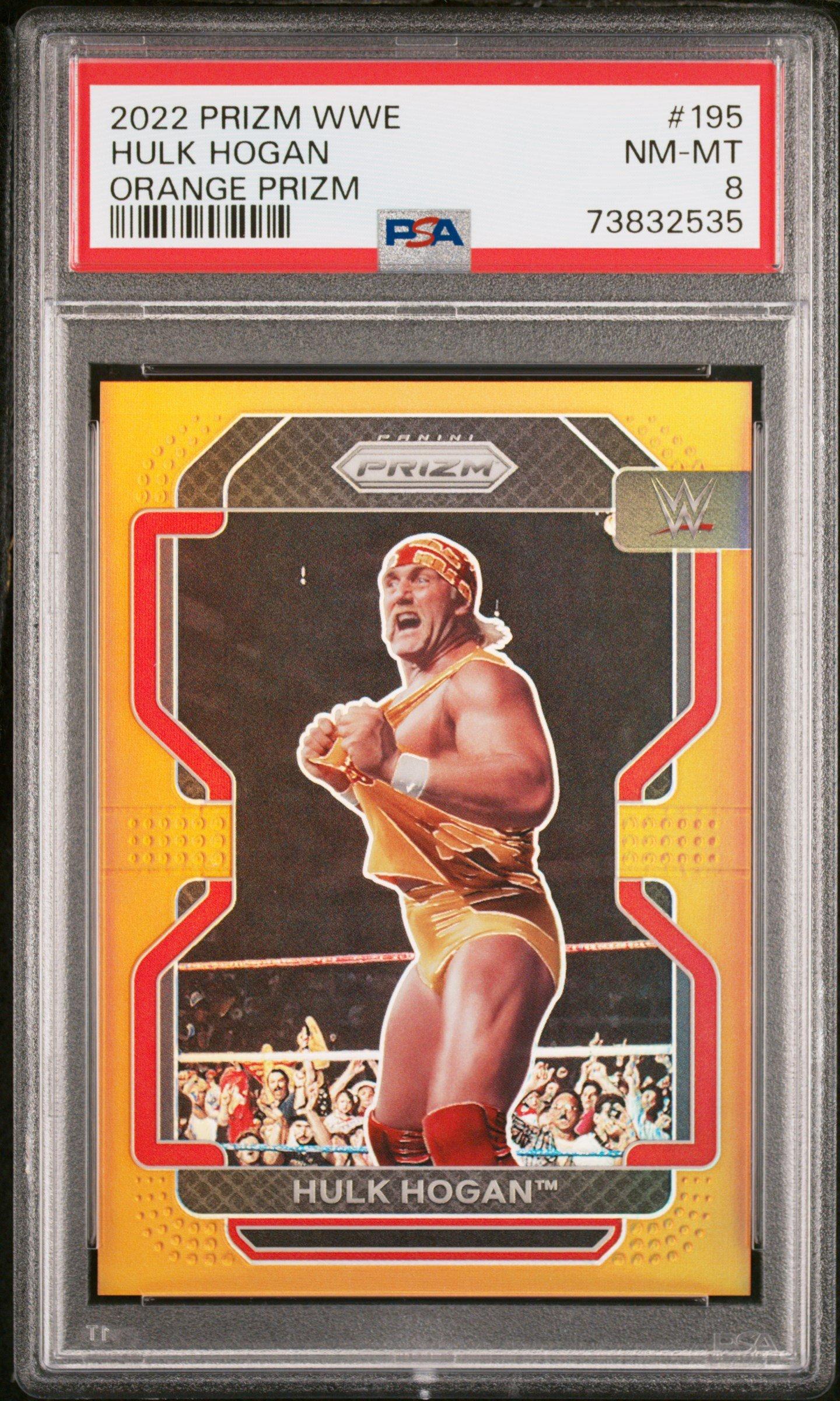 2022 Panini Prizm Wwe 195 Hulk Hogan Orange Prizm PSA 8
