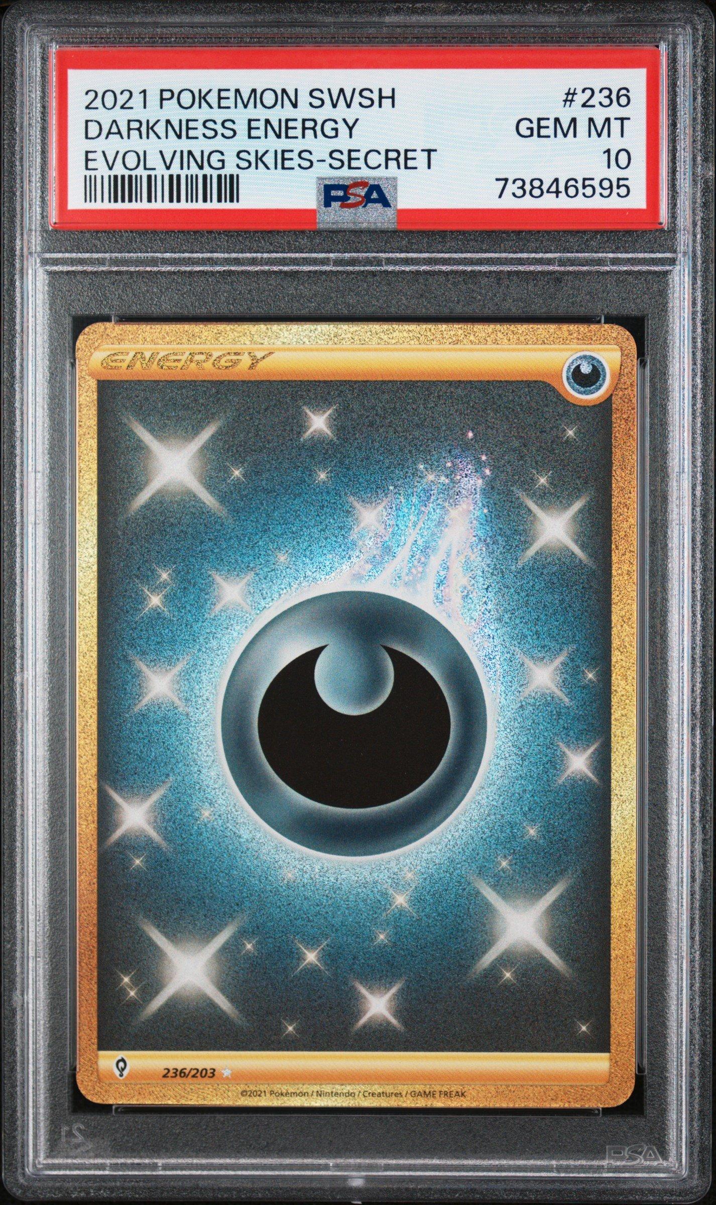2021 Pokemon Sword & Shield Evolving Skies 236 Darkness Energy Secret PSA 10