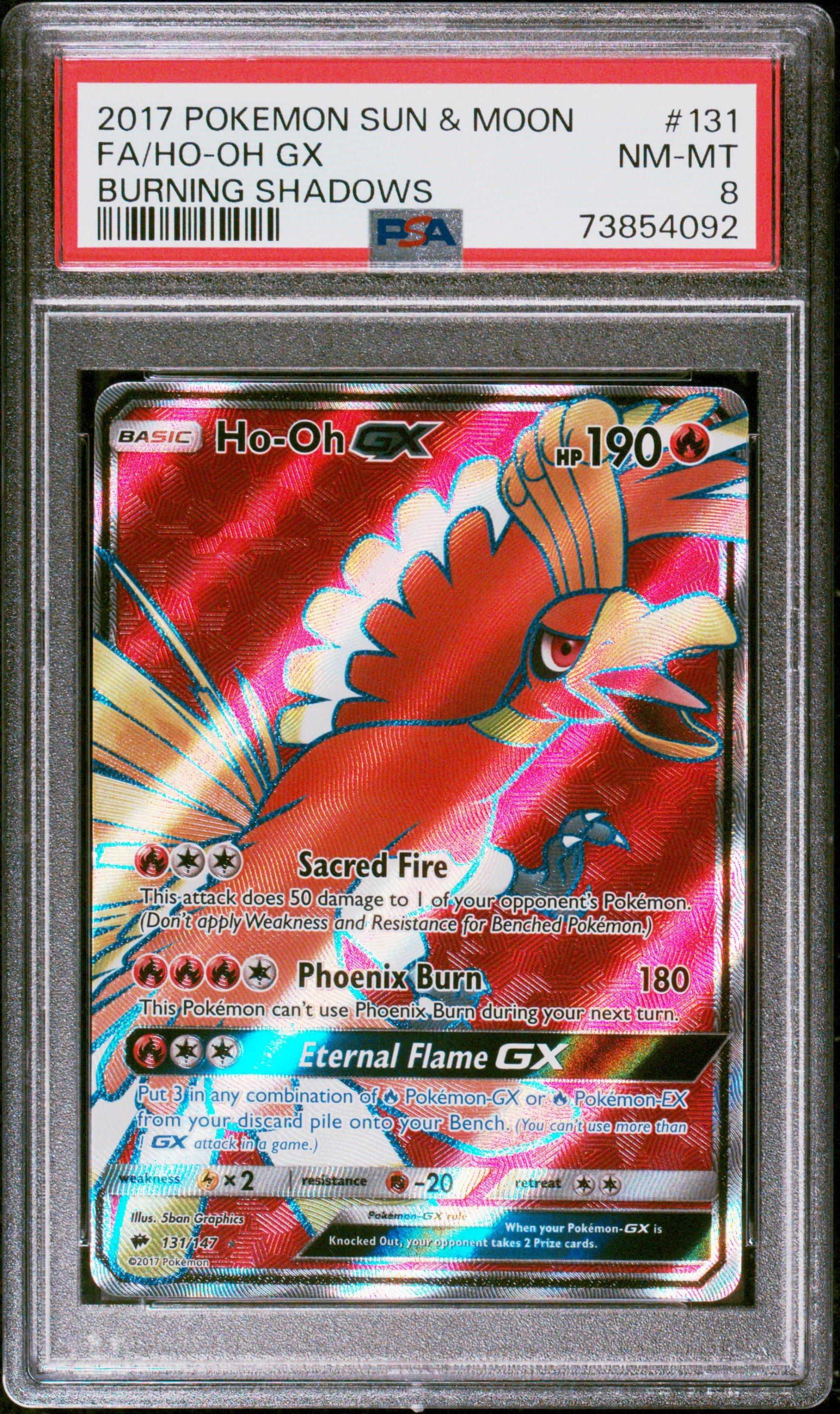 2017 Pokemon Sun & Moon Burning Shadows 131 Full Art/ho-oh Gx PSA 8