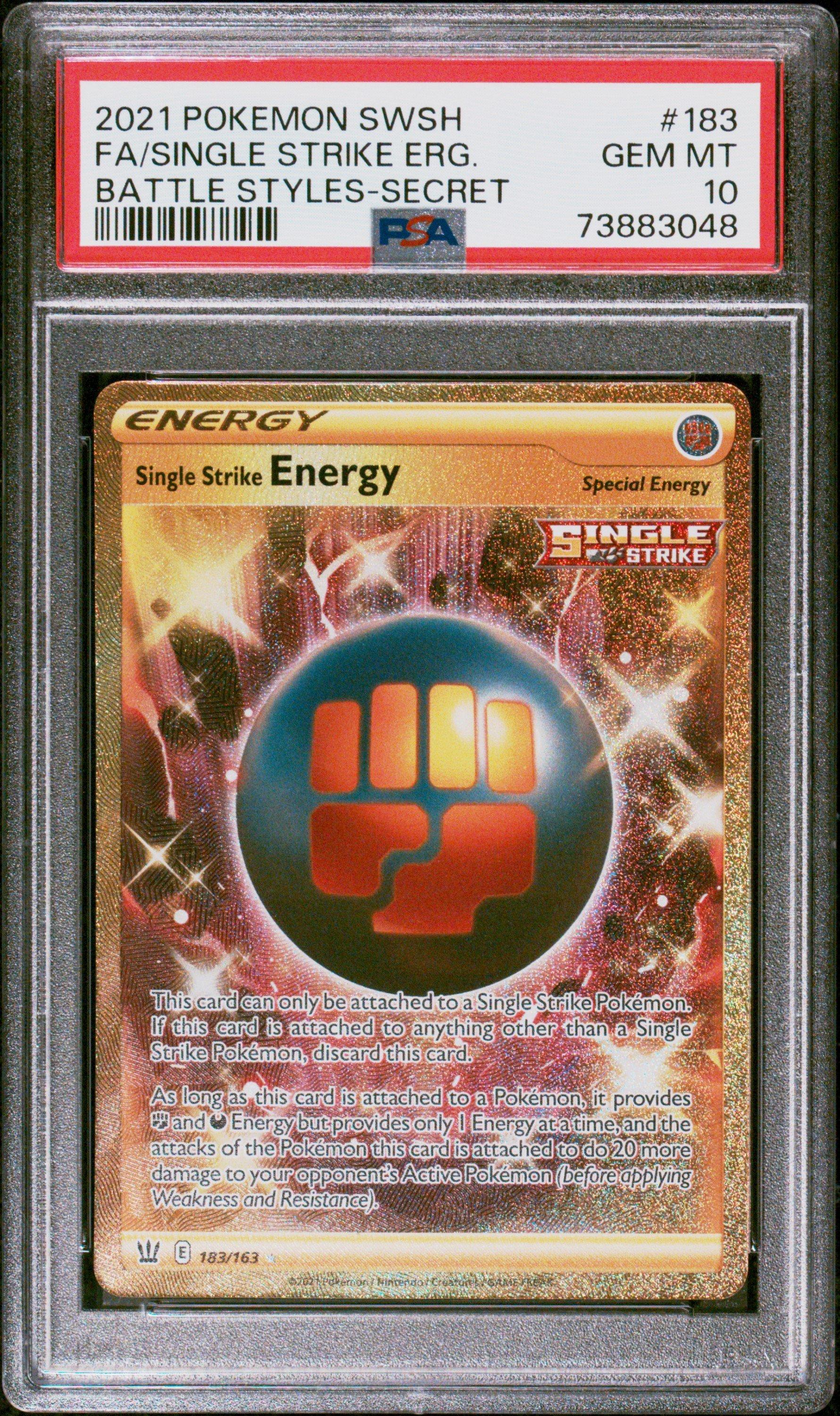 2021 Pokemon Sword & Shield Battle Styles 183 Full Art/single Strike Energy  Secret PSA 10