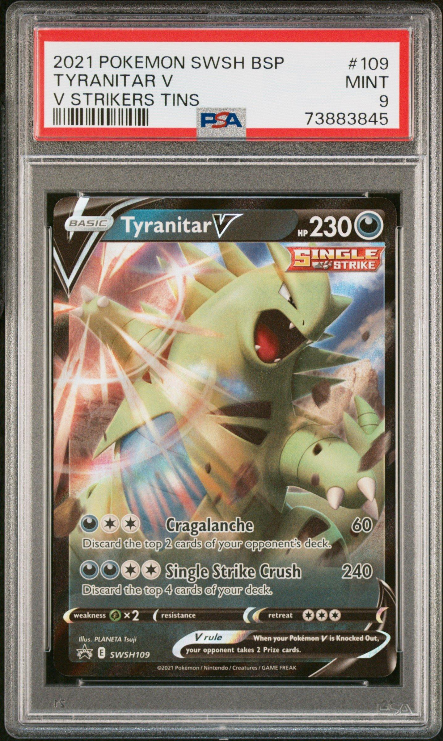 2021 Pokemon Swsh Black Star Promo 109 Tyranitar V PSA 9