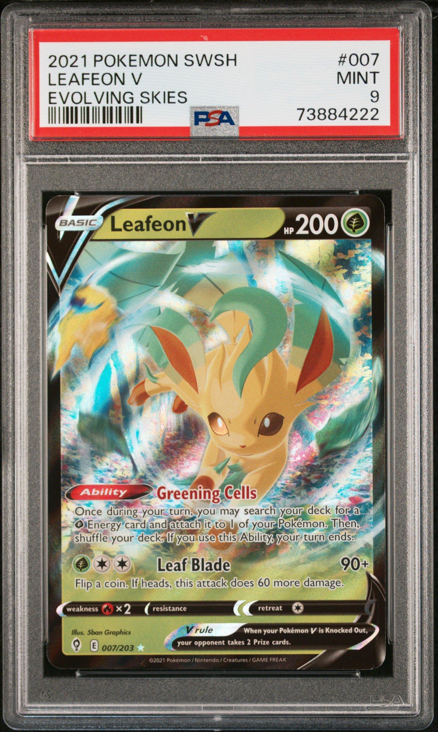 2021 Pokemon Sword & Shield Evolving Skies 007 Leafeon V PSA