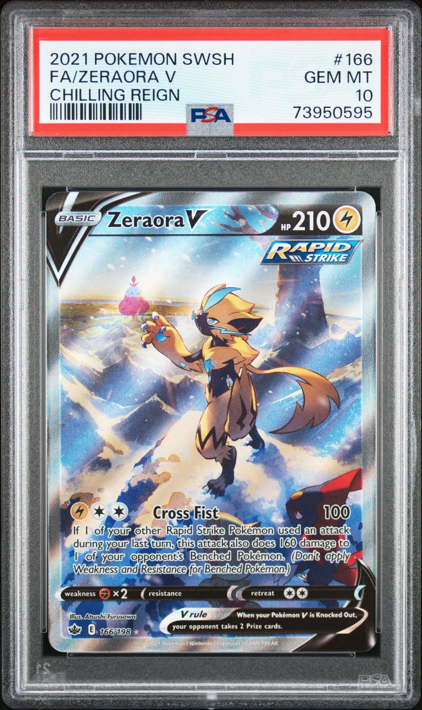 2021 Pokemon Sword & Shield Chilling Reign 166 Fa/zeraora V PSA 10