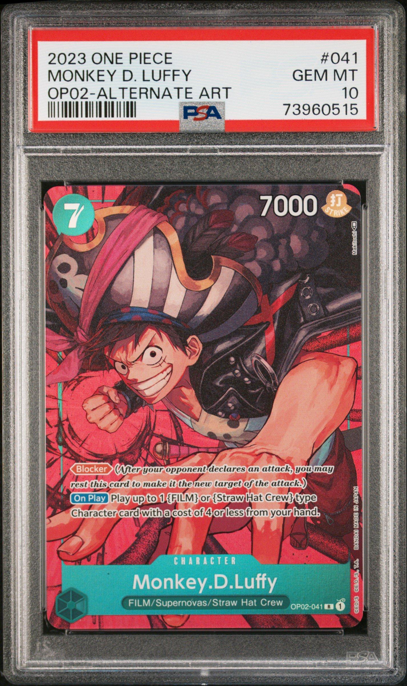 2023 One Piece Op02-paramount War Monkey D. Luffy Alternate Art PSA 10
