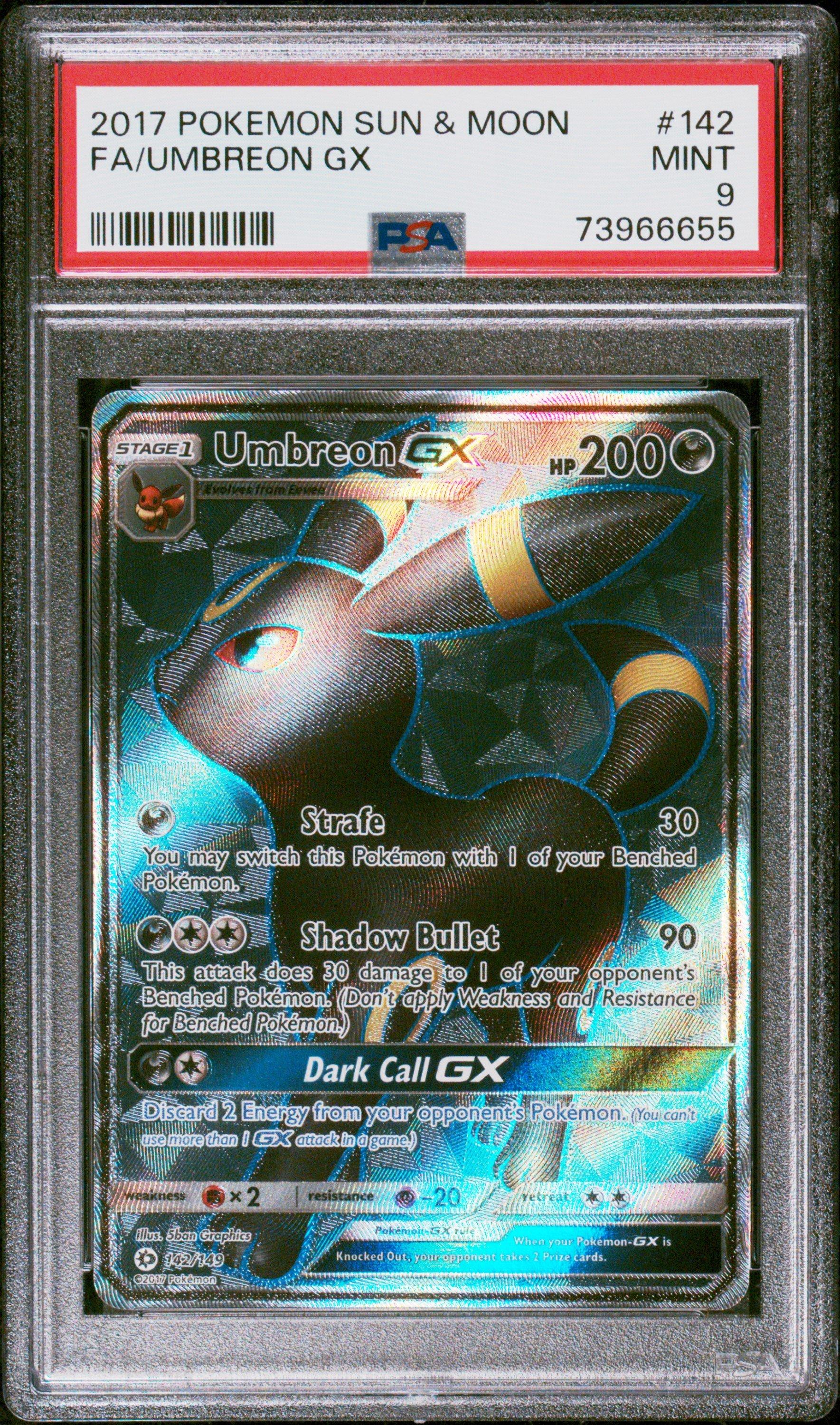 2017 Pokemon Sun & Moon 142 Full Art/umbreon Gx PSA