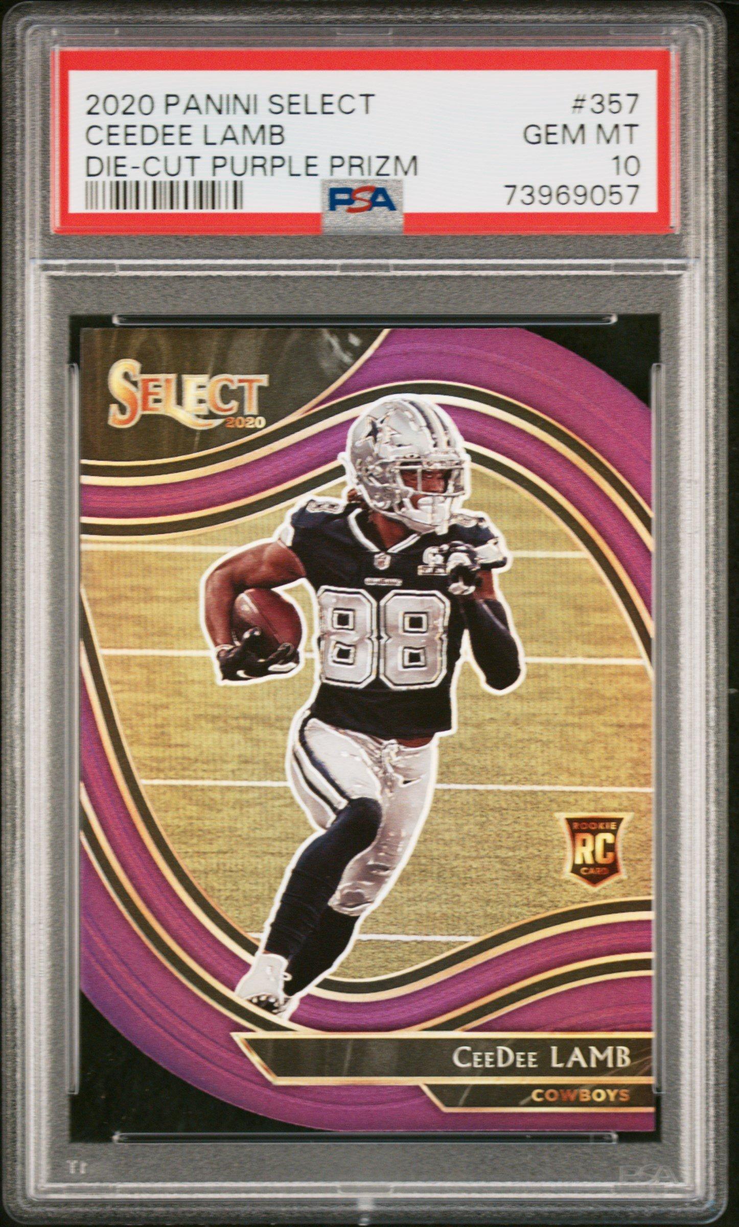 2020 Panini selling Select 357 Ceedee Lamb Die-Cut Purple Prizm PSA 9