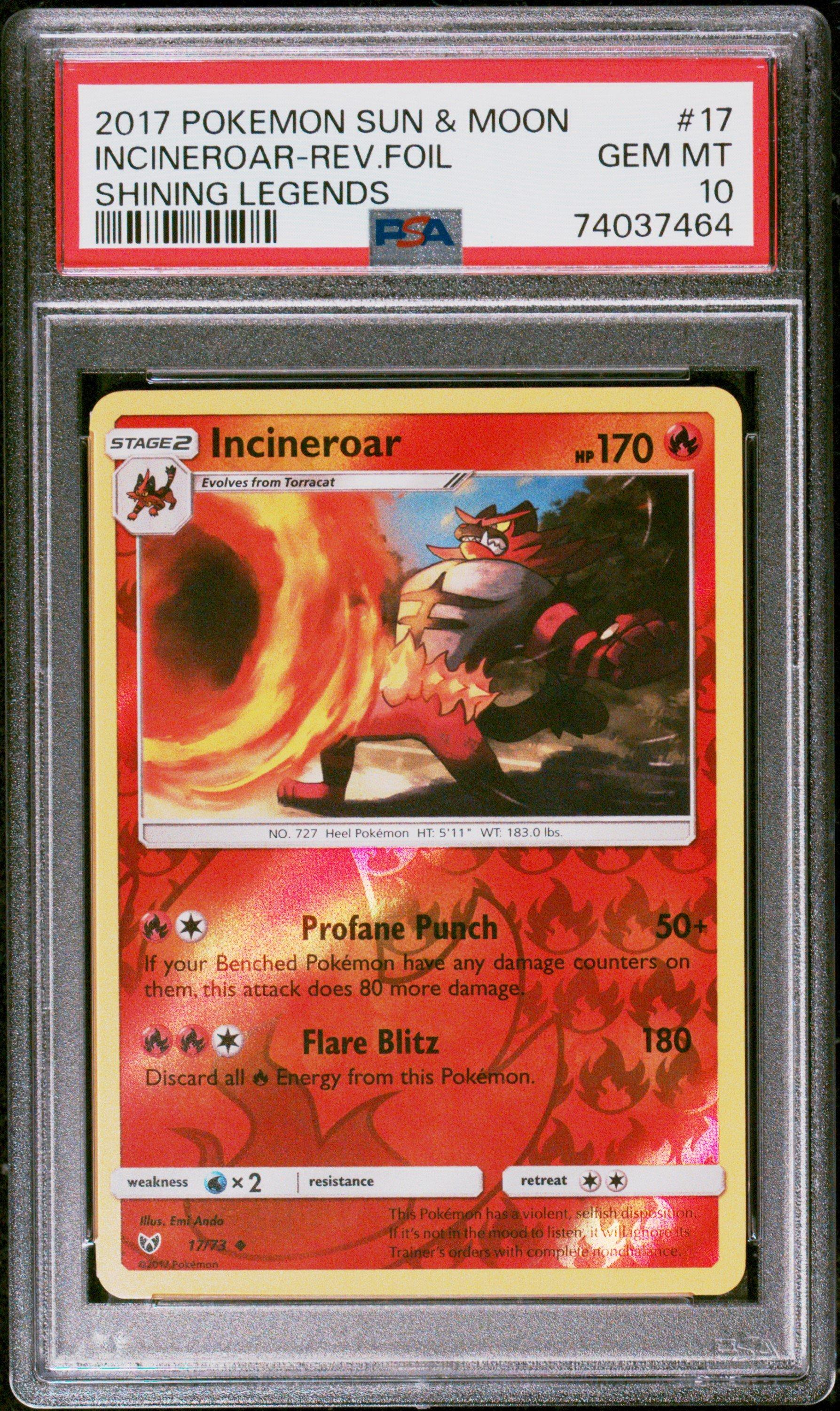 2017 Pokemon Sun & Moon Shining Legends 17 Incineroar-reverse Foil