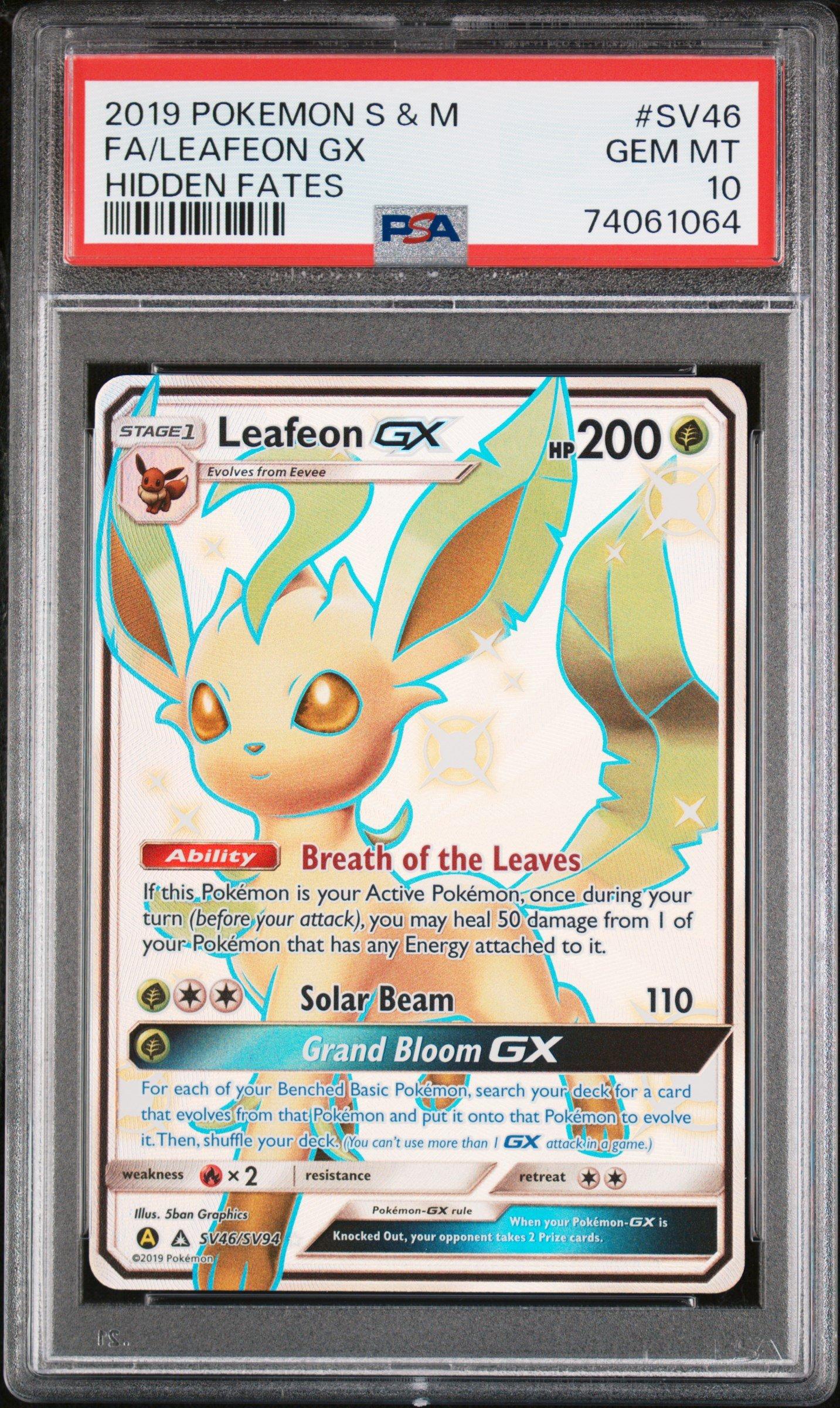 2019 Pokemon Sun Moon Hidden Fates Sv46 Fa Leafeon Gx PSA 10 GameStop