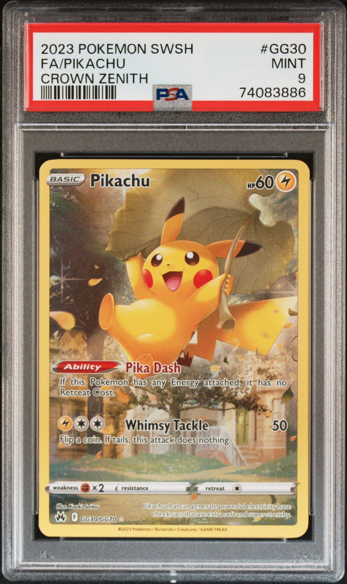 pikachu pokemon card crown zenith Secret Rare 160/159 (Graded) Display Case  CardAura Pikachu VMAX generates Energy with Tail Charge Pokemon Crown Zenith Pikachu VMax