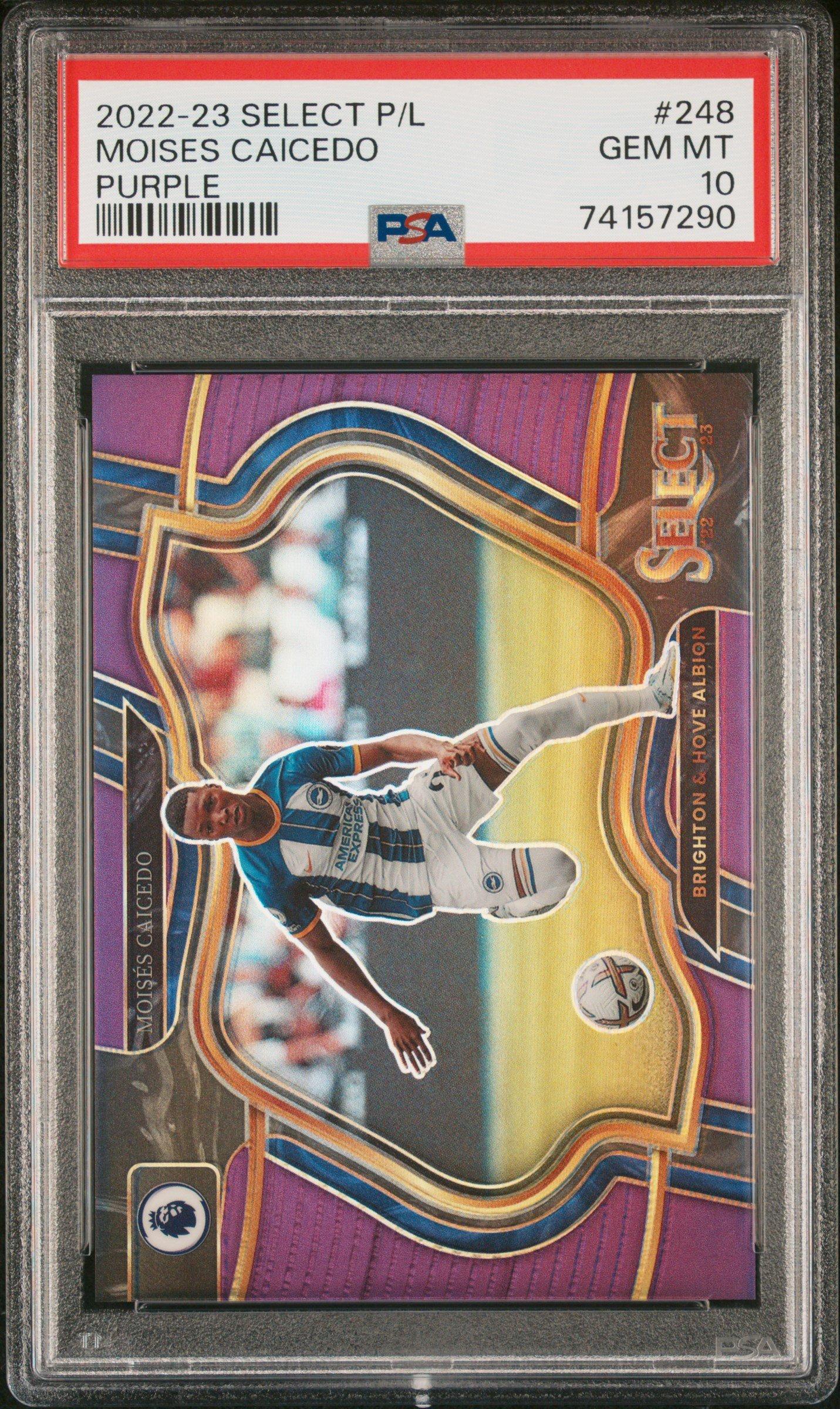 2022-23 Panini Select Premier League 248 Moises Caicedo Purple PSA