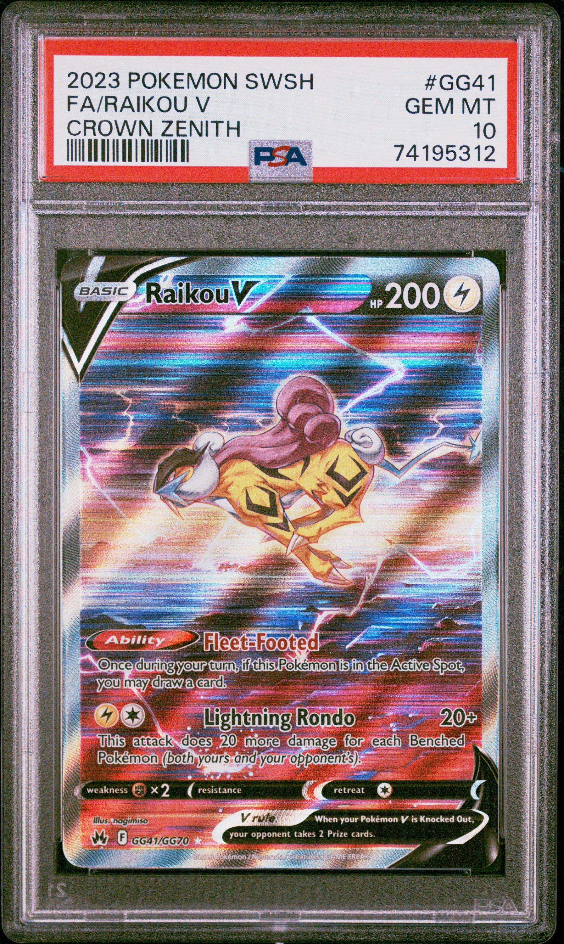 2023 Pokemon Sword And Shield Crown Zenith Gg41 Full Art/raikou V