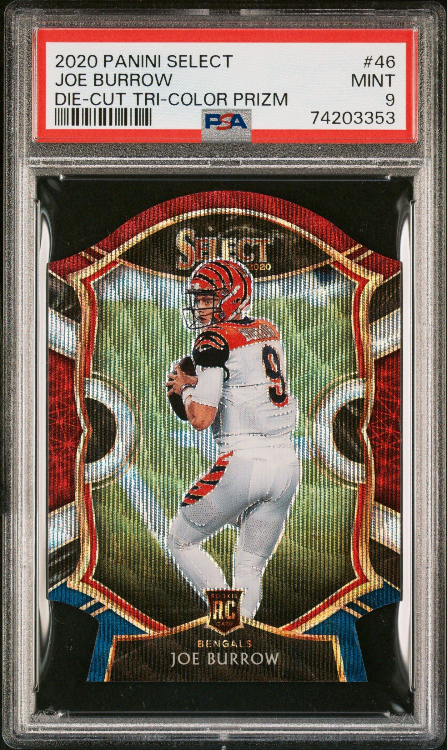 2020 Panini Select 46 Joe Burrow Die-cut Tri-color Prizm PSA 9