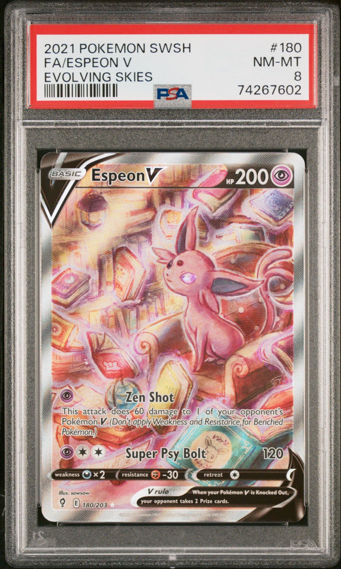 2021 Pokemon Sword & Shield Evolving Skies 180 Full Art/espeon V PSA 8  Graded Card | GameStop