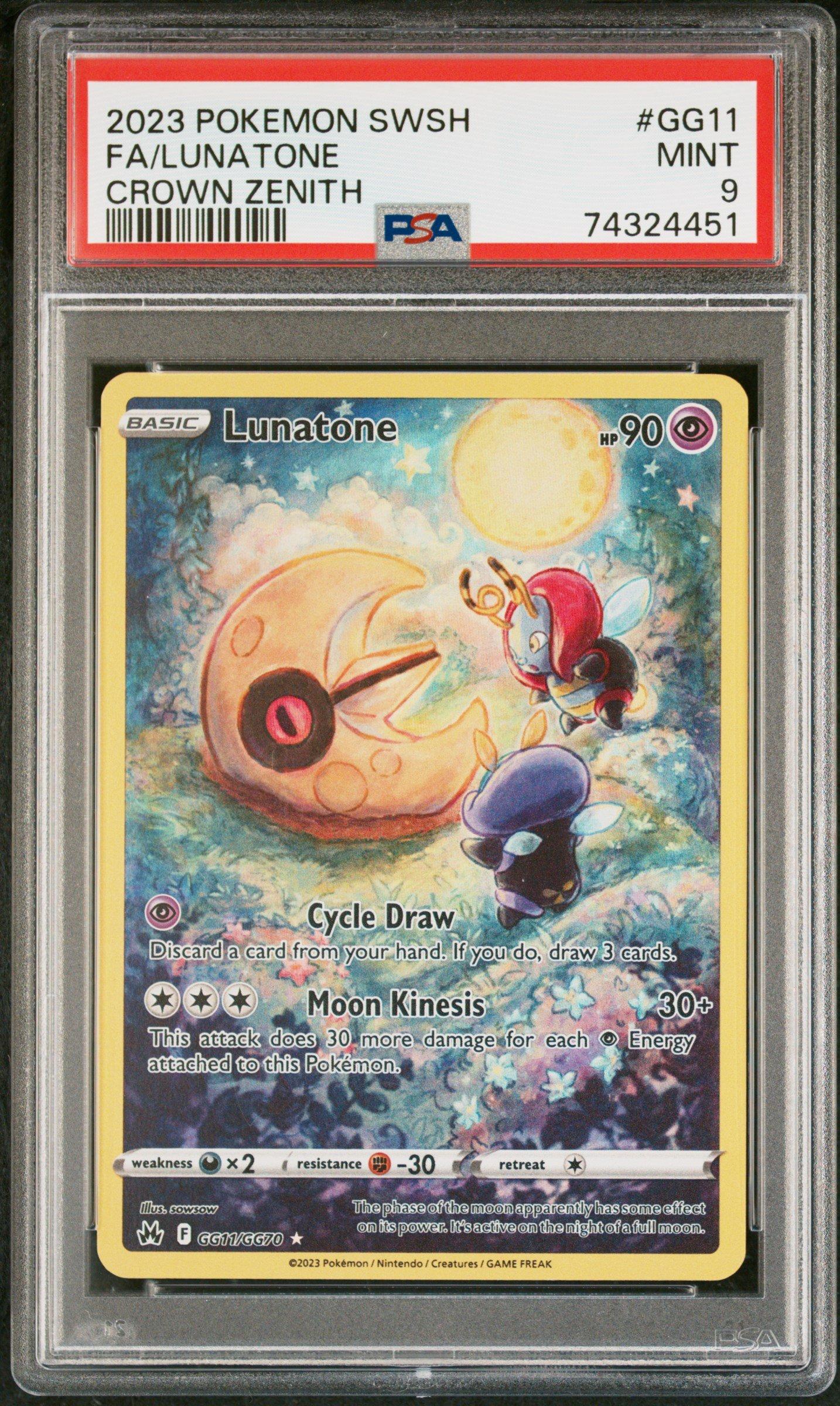 2023 Pokemon Sword And Shield Crown Zenith Gg11 Full Art/lunatone PSA 9