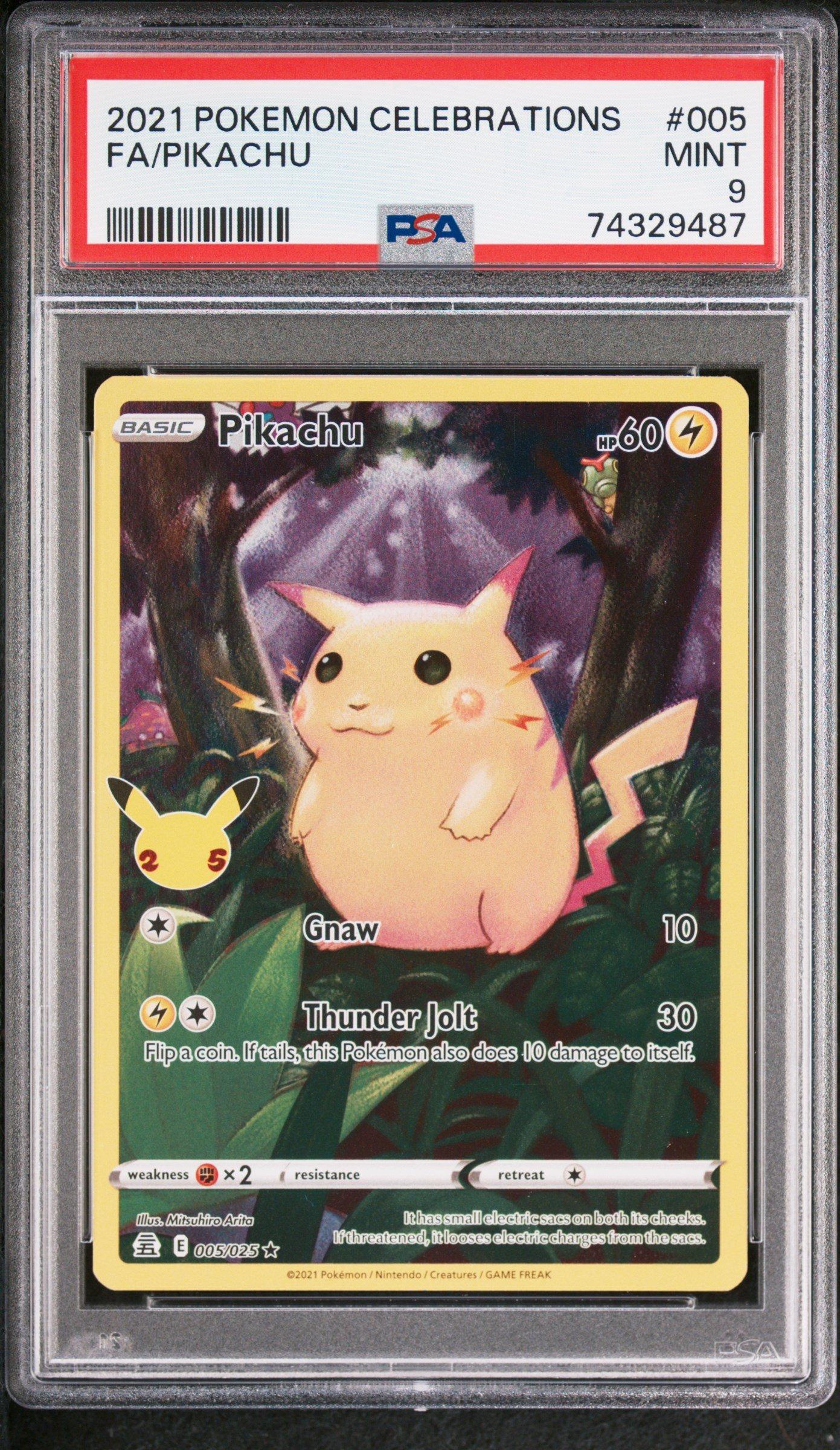 2021 Pokemon Celebrations 005 Full Art/pikachu PSA 9 Graded Card