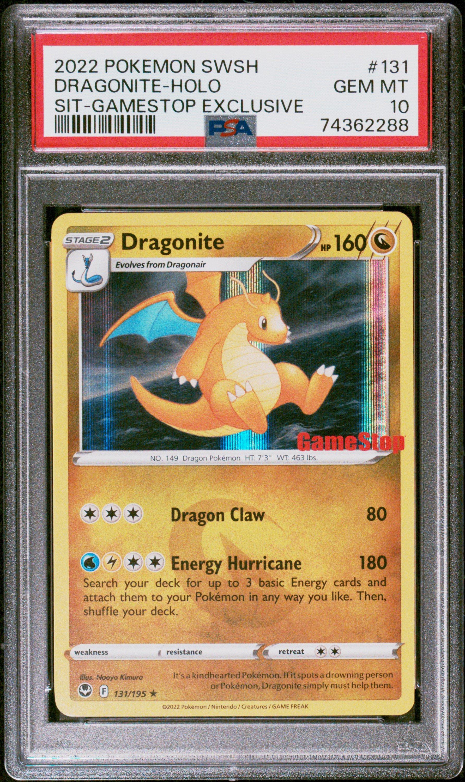 2022 Pokemon Sword & Shield Silver Tempest 131 Dragonite-holo Gamestop Exclusive PSA 10