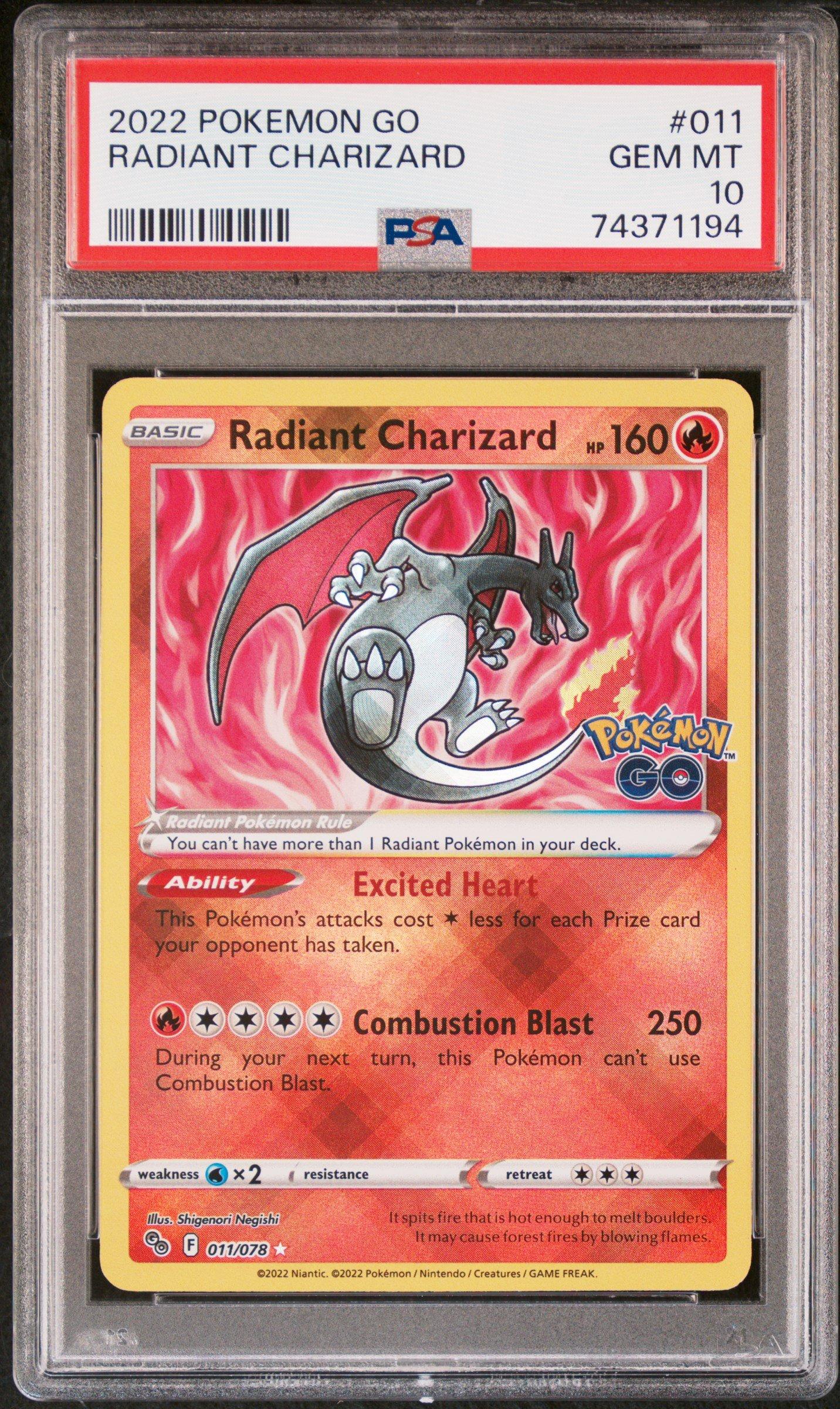2022ポケモンGO かがやくリザードン PSA10 GEM MINT#011 2022 Pokemon Go 011 Radiant Charizard PSA 10 Graded Card | GameStop