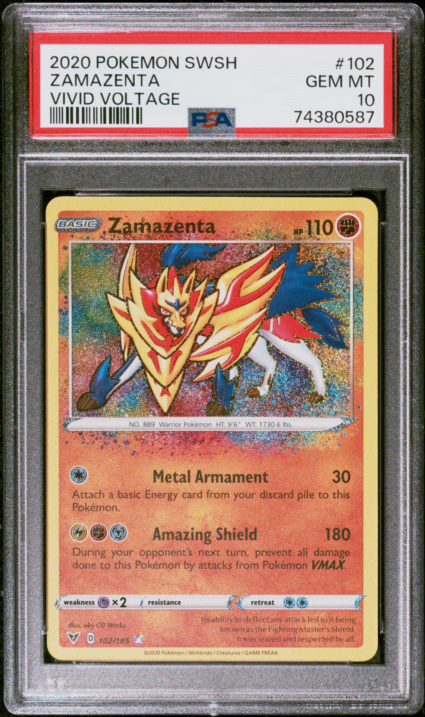 2020 Pokemon Sword & Shield Vivid Voltage 102 Zamazenta PSA 10
