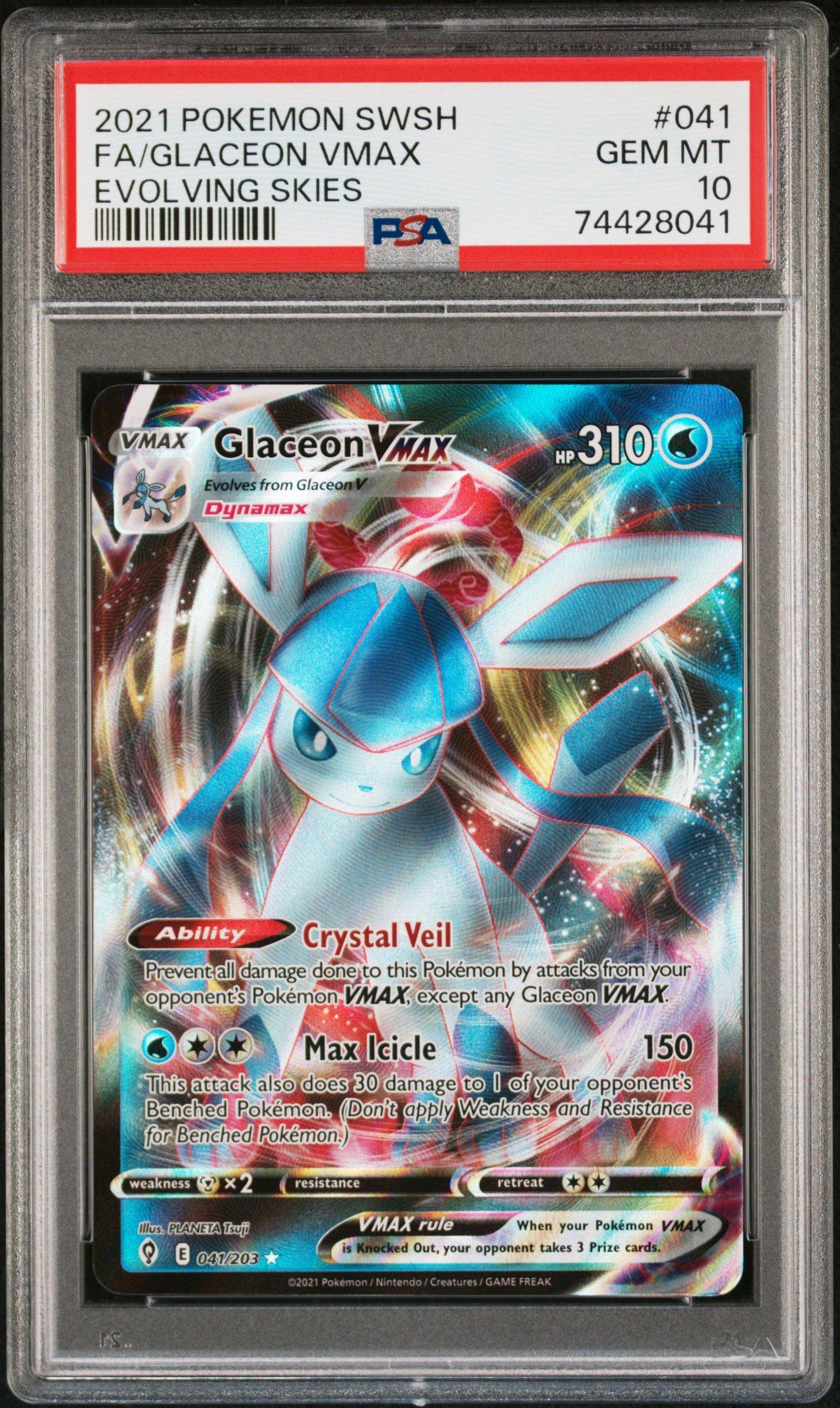 2021 Pokémon Faerieon VMAX Gem Mint 10 2021 Pokemon Sword & Shield Evolving Skies 041 Full Art/glaceon