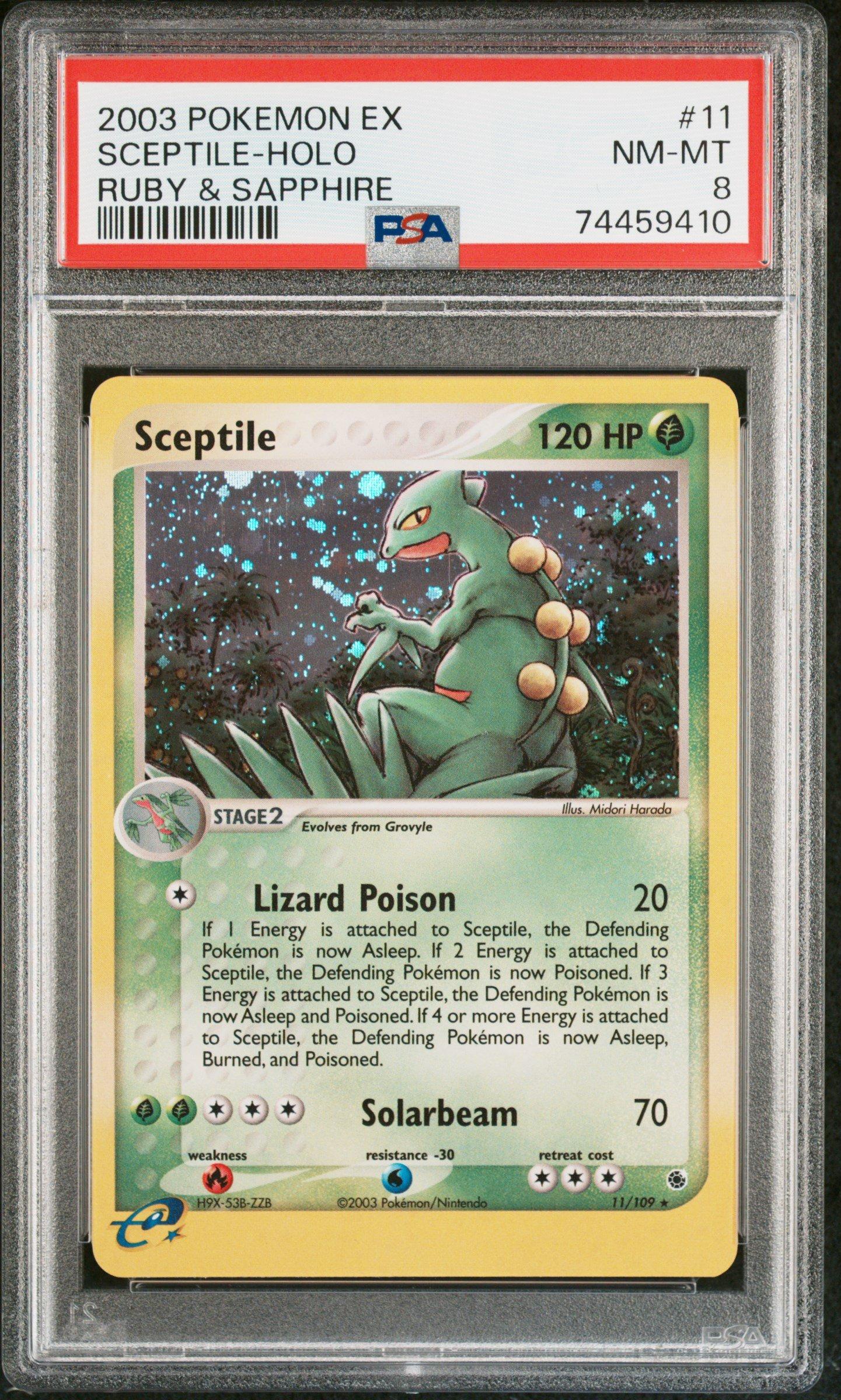 2003 Pokemon Ex Ruby & Sapphire 11 Sceptile-holo PSA 8 Graded Card