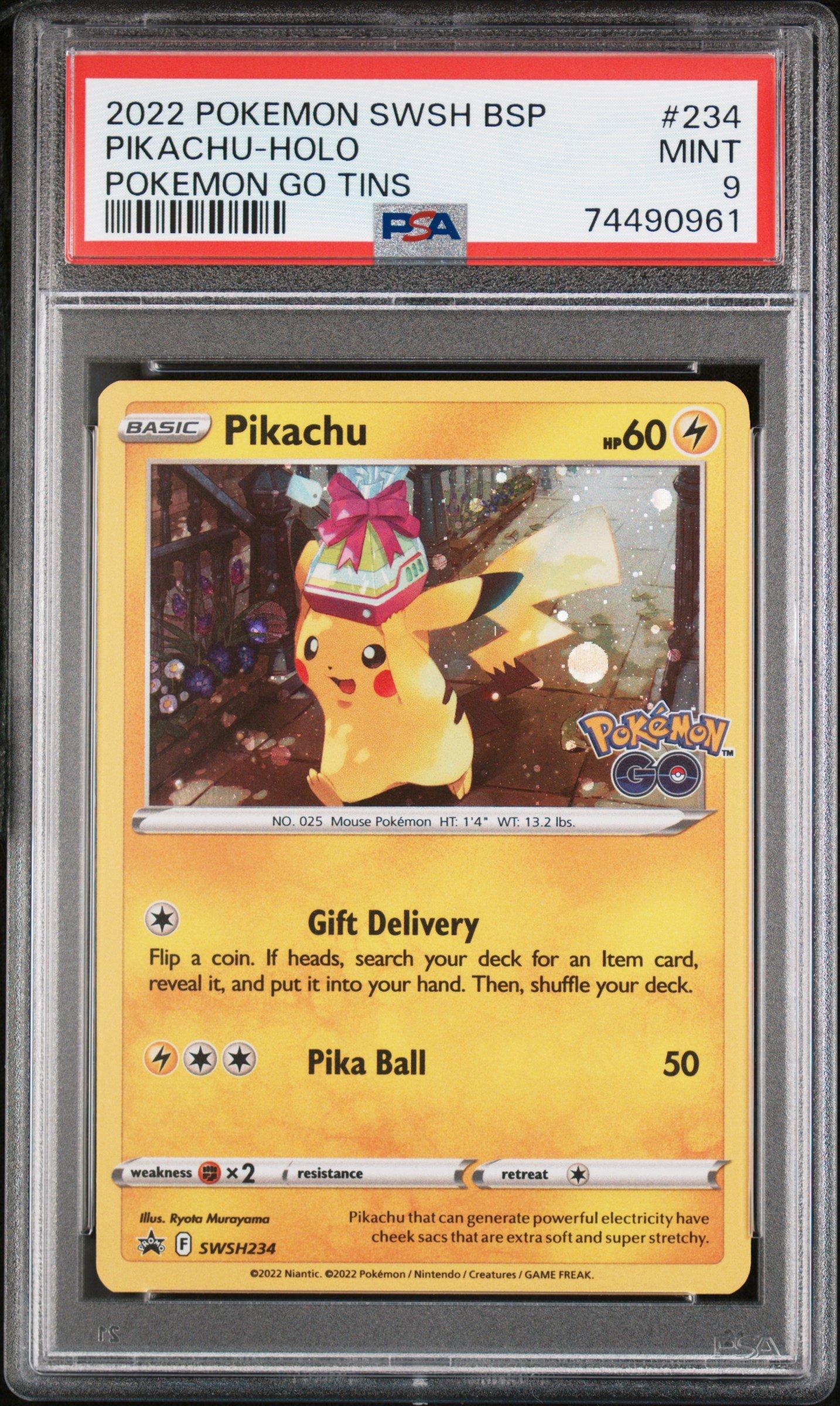 2022 Pokemon Swsh Black Star Promo 234 Pikachu-holo Pokemon Go Tins PSA 9