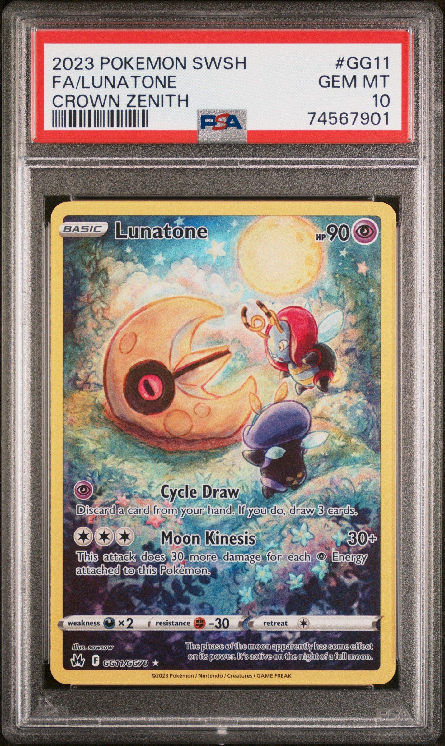 2023 Pokemon Sword And Shield Crown Zenith Gg11 Full Art/lunatone PSA