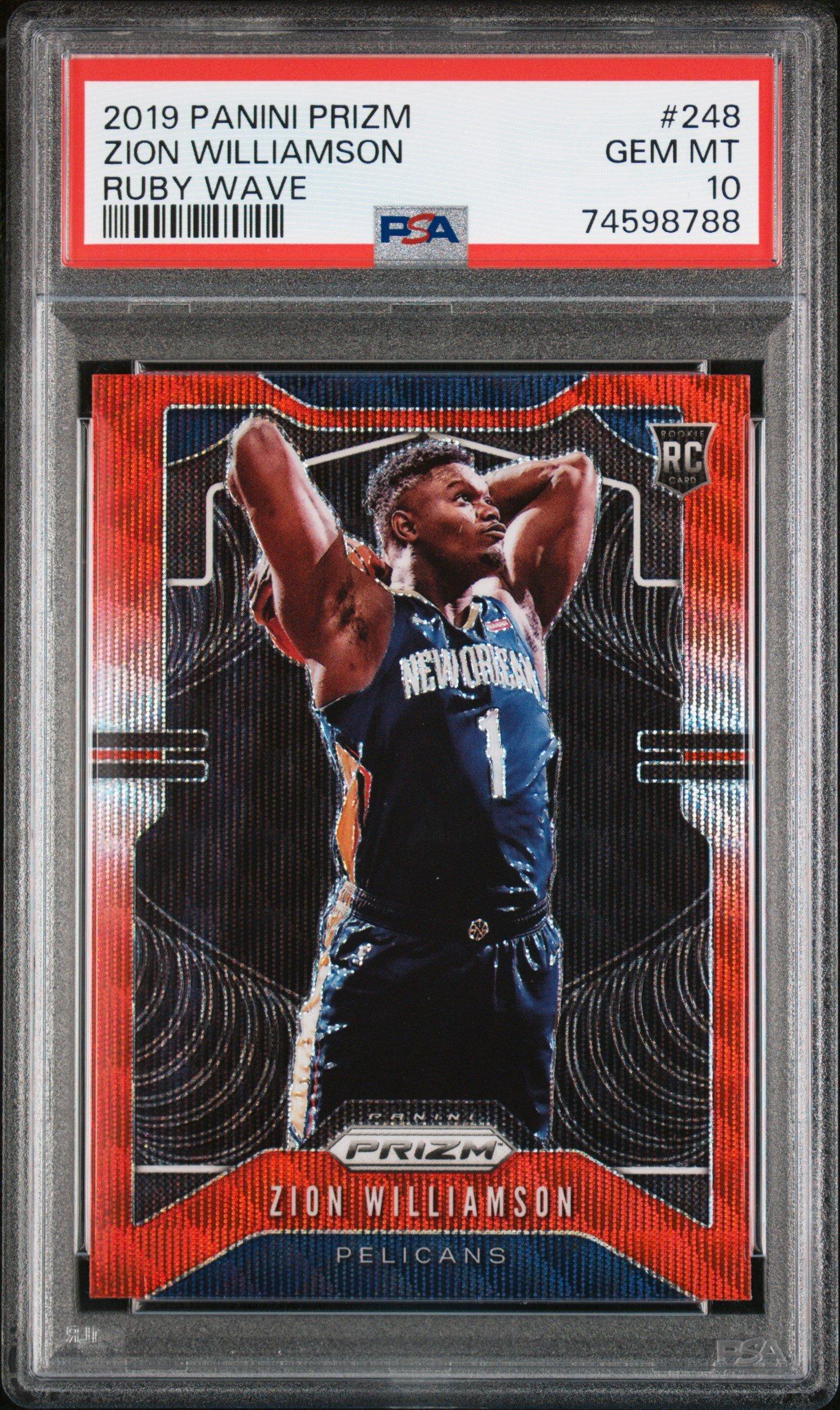 2019 Panini Prizm 248 Zion Williamson Ruby Wave PSA 10 Graded Card