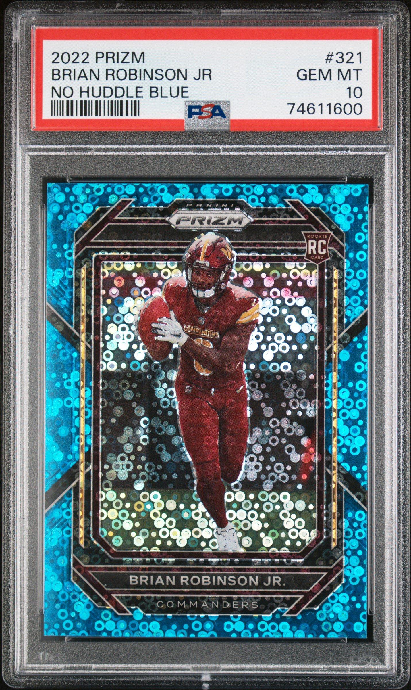 2022 Panini Prizm 321 Brian Robinson Jr No Huddle Blue PSA 10