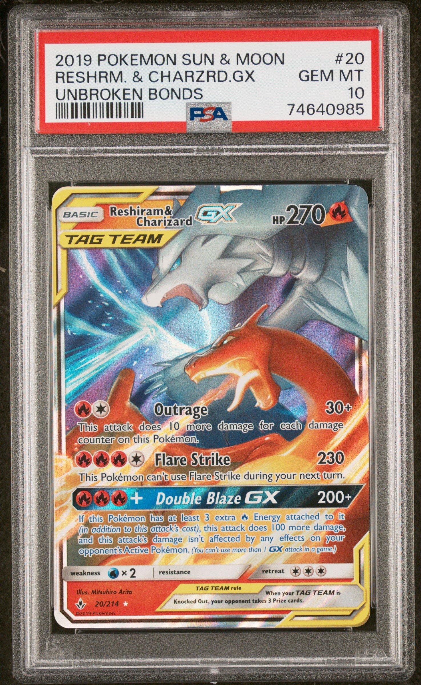 2019 Pokemon Sun & Moon Unbroken Bonds 20 Reshiram & Charizard Gx