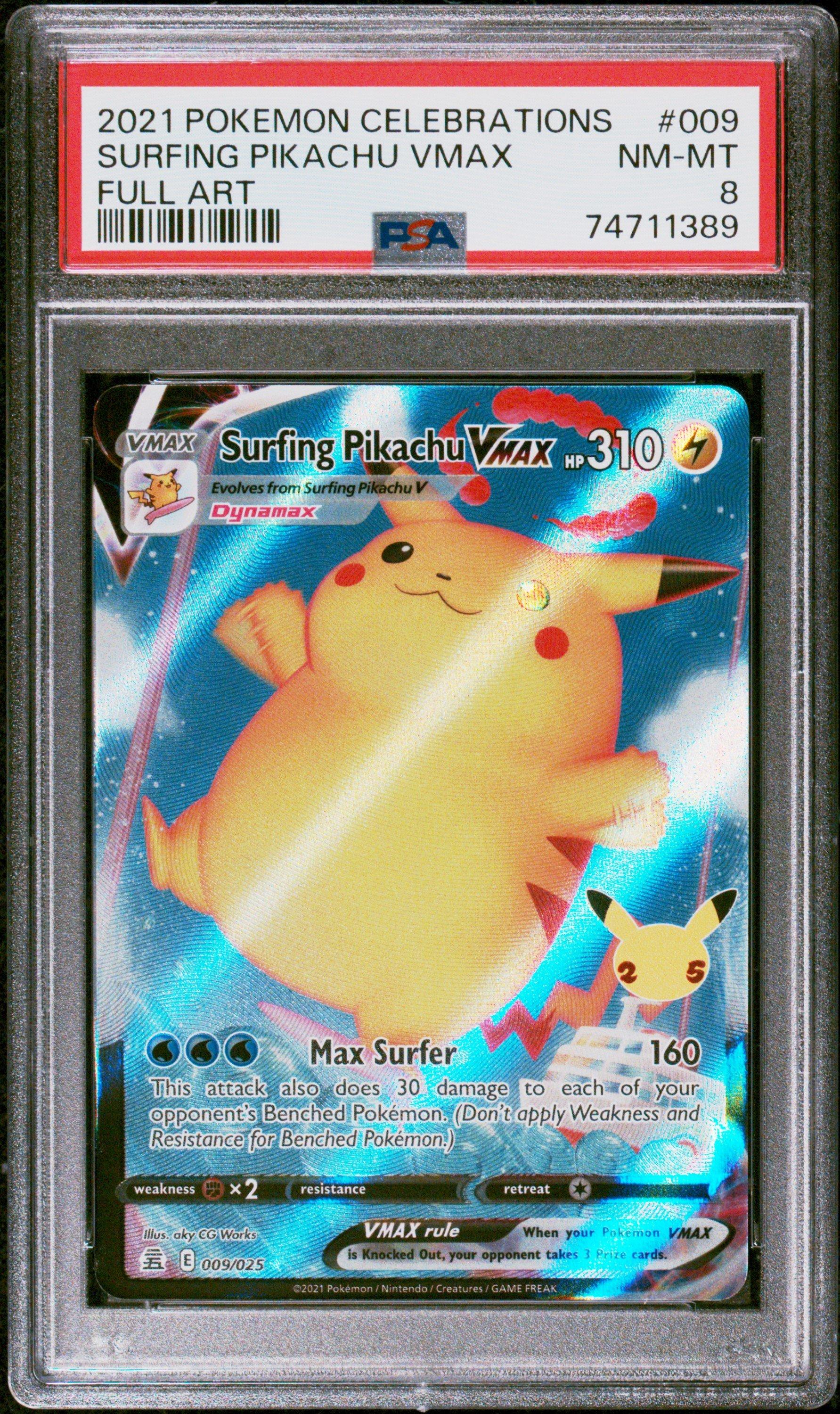 2021 Pokemon Celebrations 009 Surfing Pikachu Vmax PSA 8