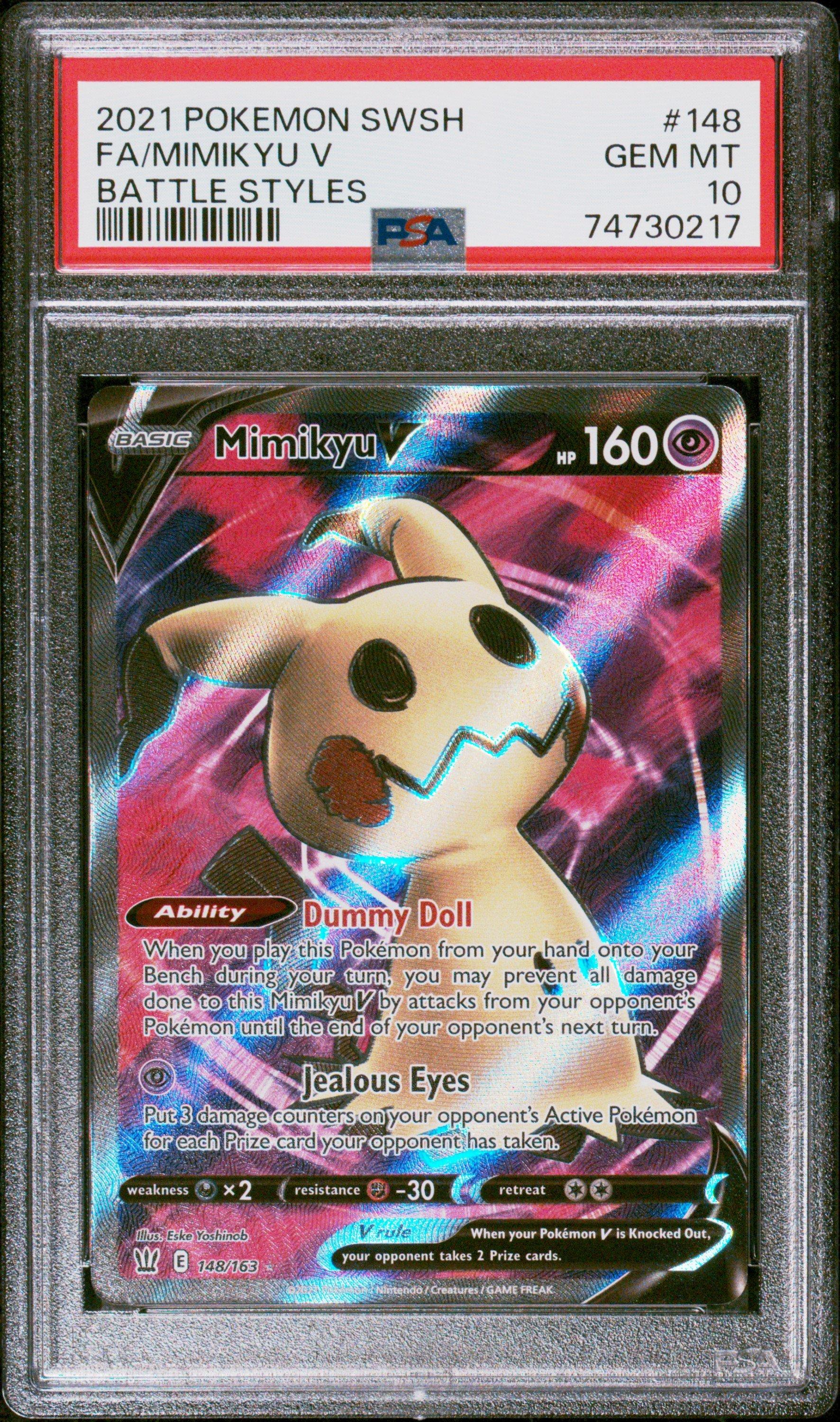 2021 Pokemon Sword & Shield Battle Styles 148 Full Art/mimikyu V PSA 10