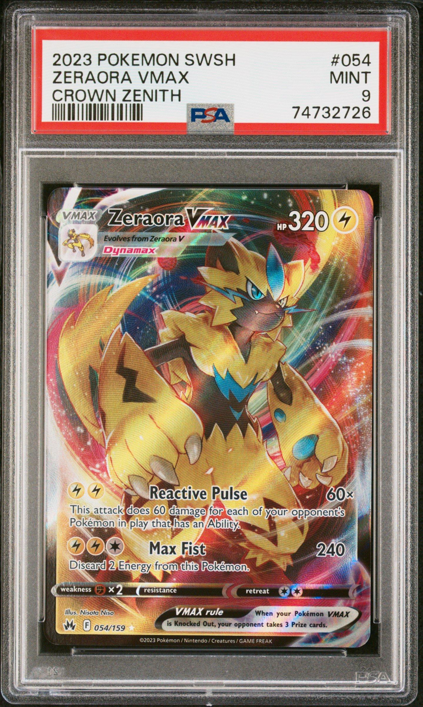 2023 Pokemon Sword And Shield Crown Zenith 054 Fa/zeraora Vmax PSA 9