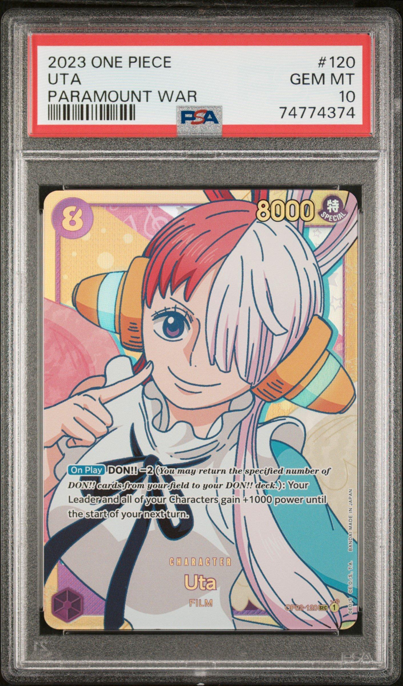【OP02-120】ウタSP PSA10 2023 One Piece Op02-paramount War 120 Uta PSA 10 Graded Card