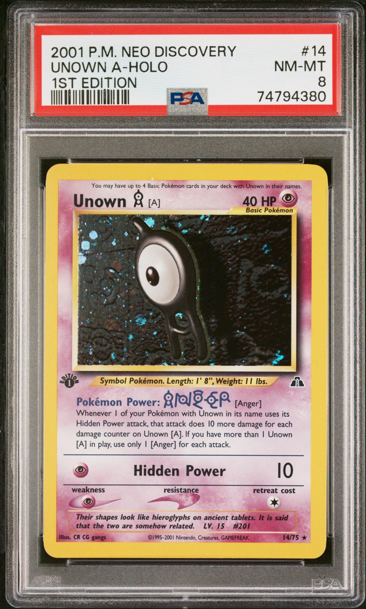 POKEMON NEO DISCOVERY 2001 Pokemon Neo Discovery 14 Unown A PSA 8 ...