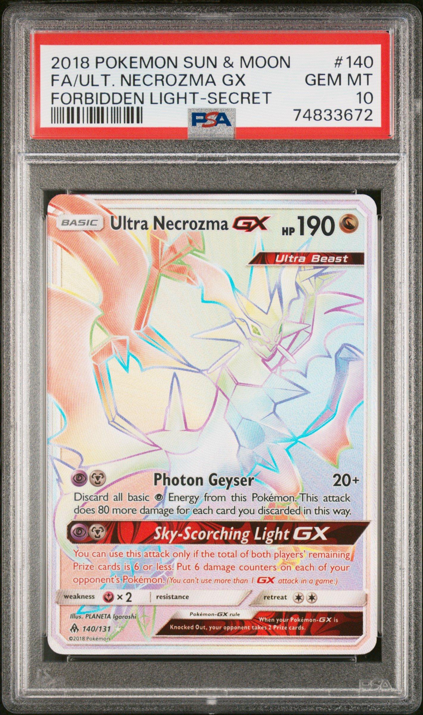 2018 Pokemon Sun & Moon Forbidden Light 140 Full Art/ultra Necrozma Gx  Secret PSA 10 Graded Card | GameStop