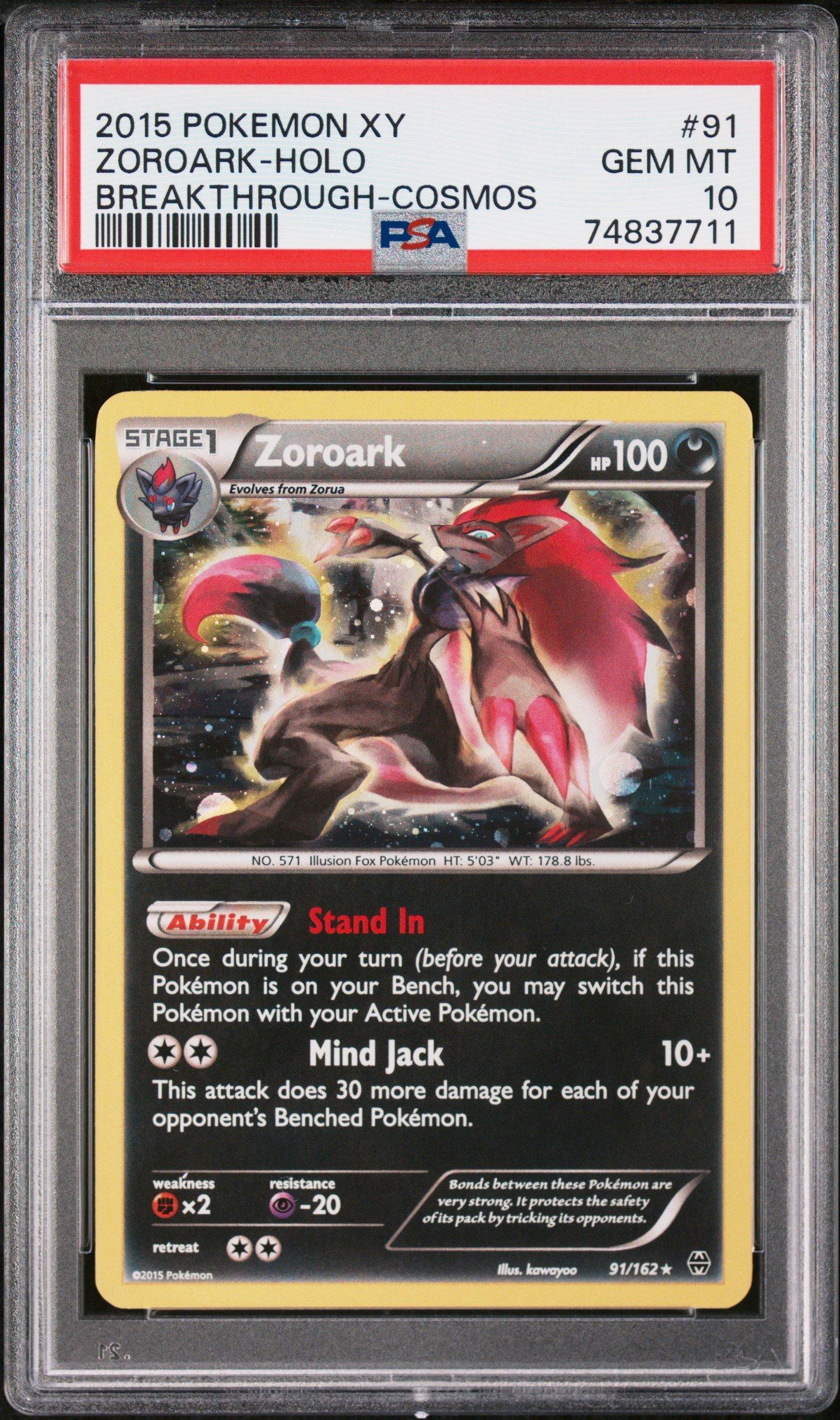 2015 Pokemon Xy Breakthrough 91 Zoroark-holo Cosmos PSA 10 Graded