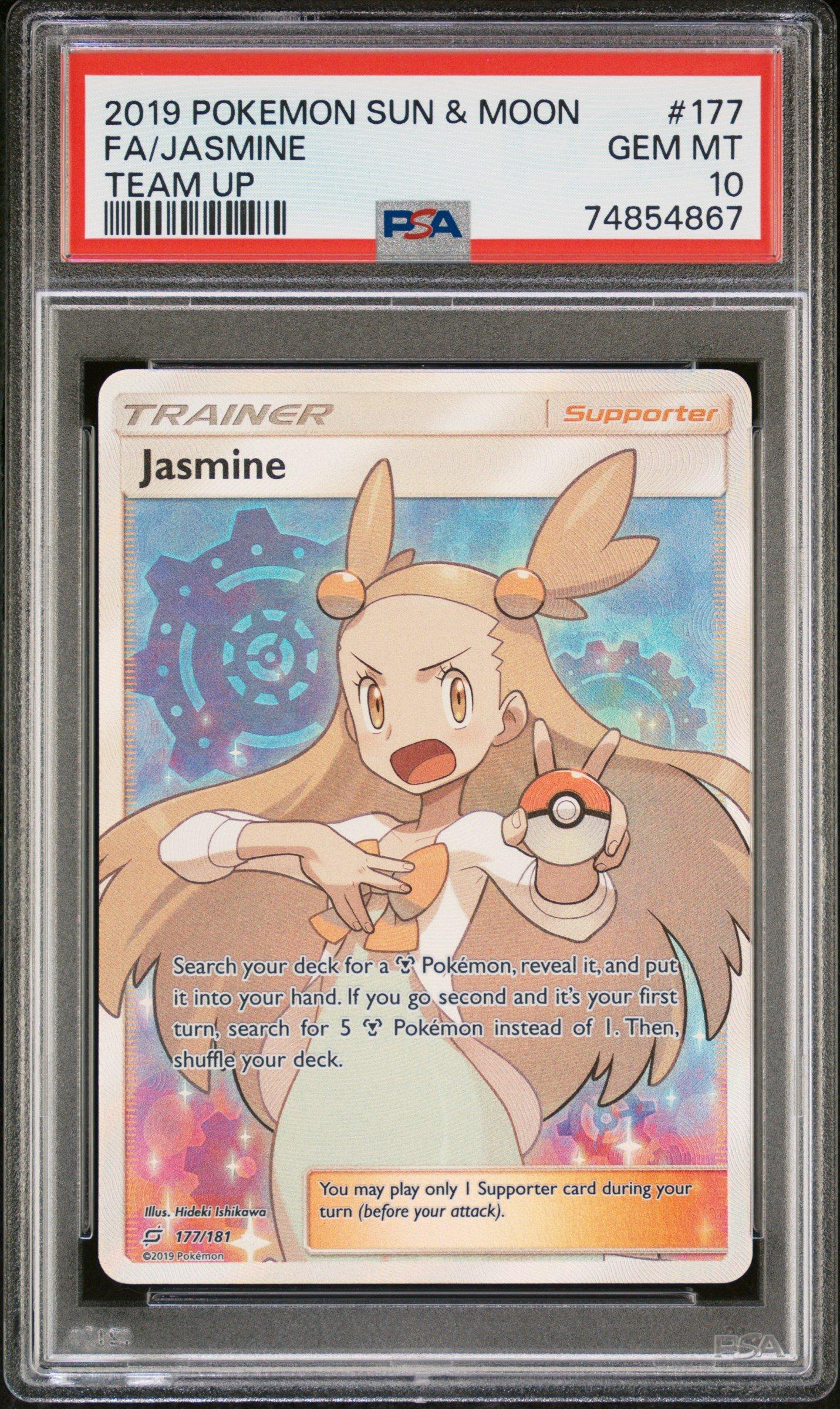 2019 Pokemon Sun & Moon Team Up 177 Full Art/jasmine PSA 10 Graded