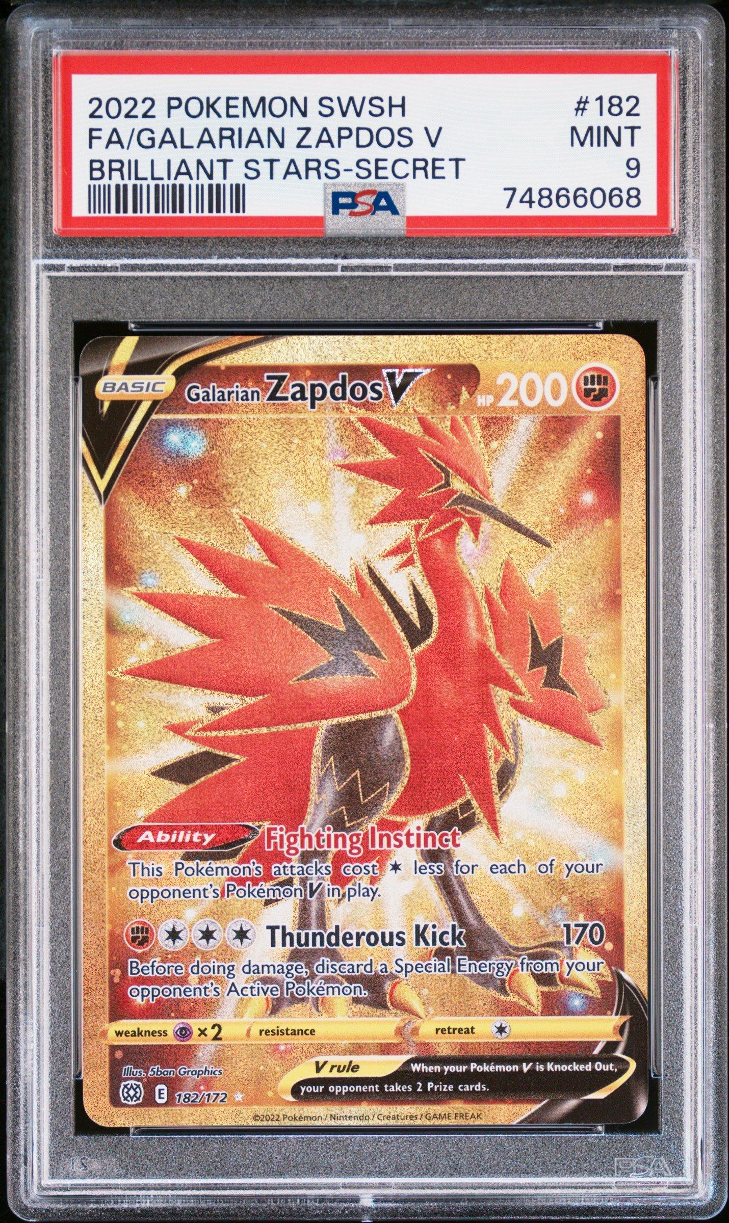 2022 Pokemon Sword & Shield Brilliant Stars 182 Fa/galarian Zapdos V PSA 9