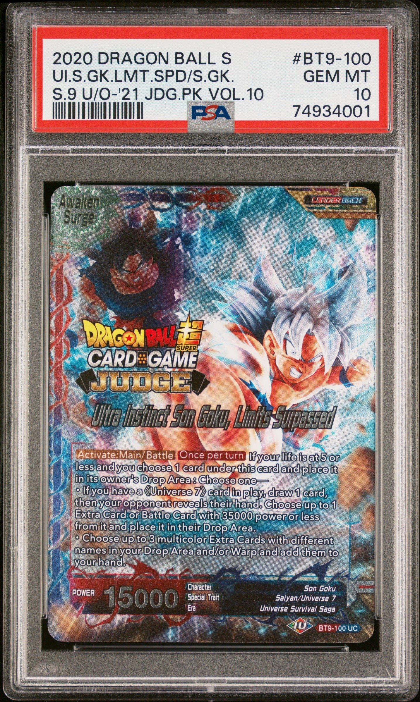 dragon ball super card game universal onslaught 2020 Dragon Ball Super Card Game Series 9 Universal Onslaught Bt9-100 Son  Goku\ultra Instinct Son Goku, Limits Surpassed 2021 Judge Pack Vol.10 PSA  10 Graded Card