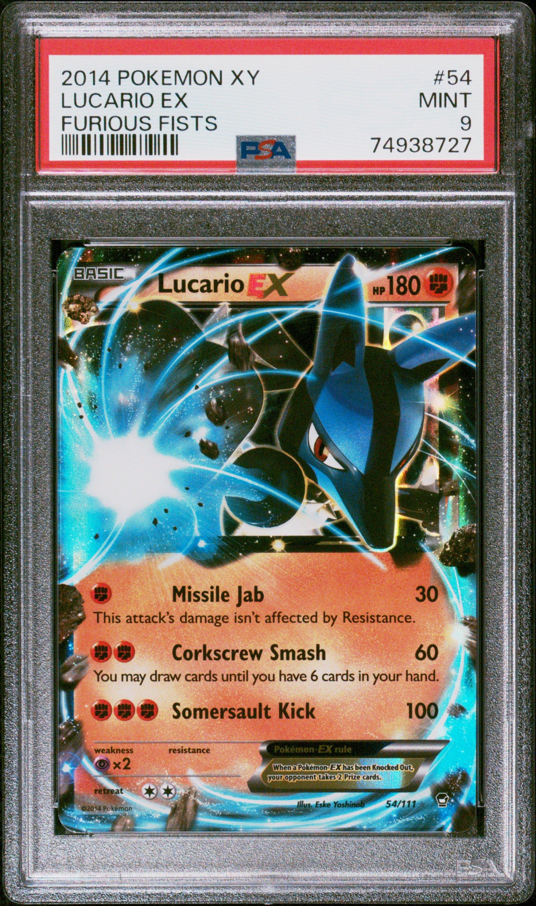 2014 Pokemon Xy Furious Fists 54 Lucario Ex PSA 9 Graded Card