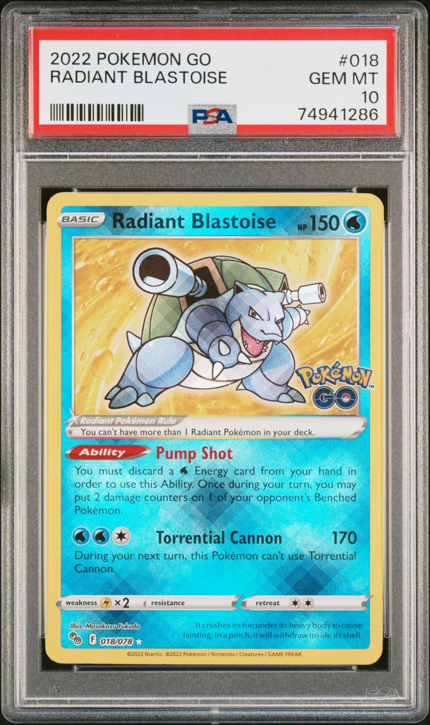 【PSA10】　かがやくカメックス　018　RADIANT BLASTOISE 2022 Pokemon Go 018 Radiant Blastoise PSA 10 Graded Card | GameStop