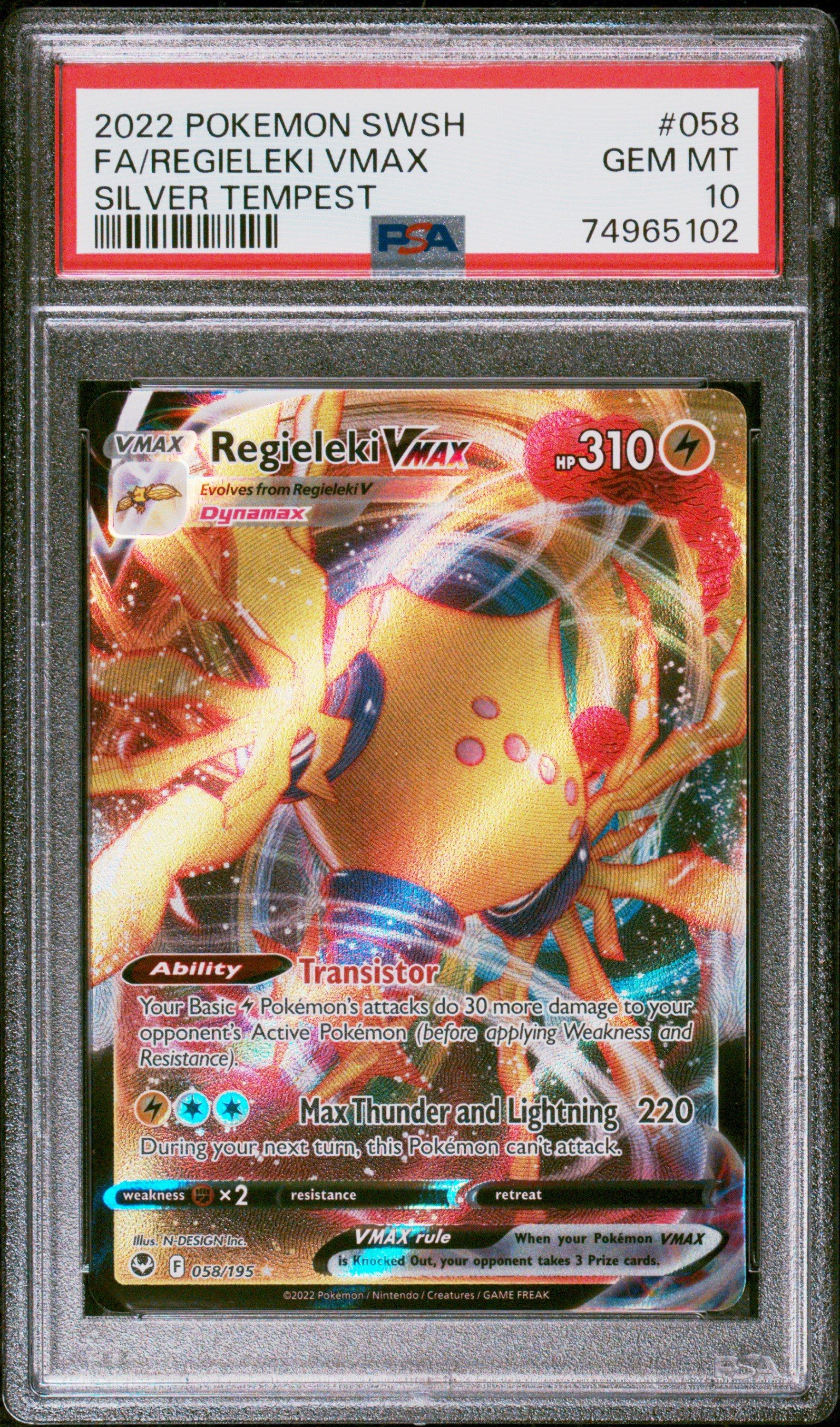 2022 Pokemon Sword & Shield Silver Tempest 058 Full Art/regieleki Vmax PSA  10 Graded Card | GameStop