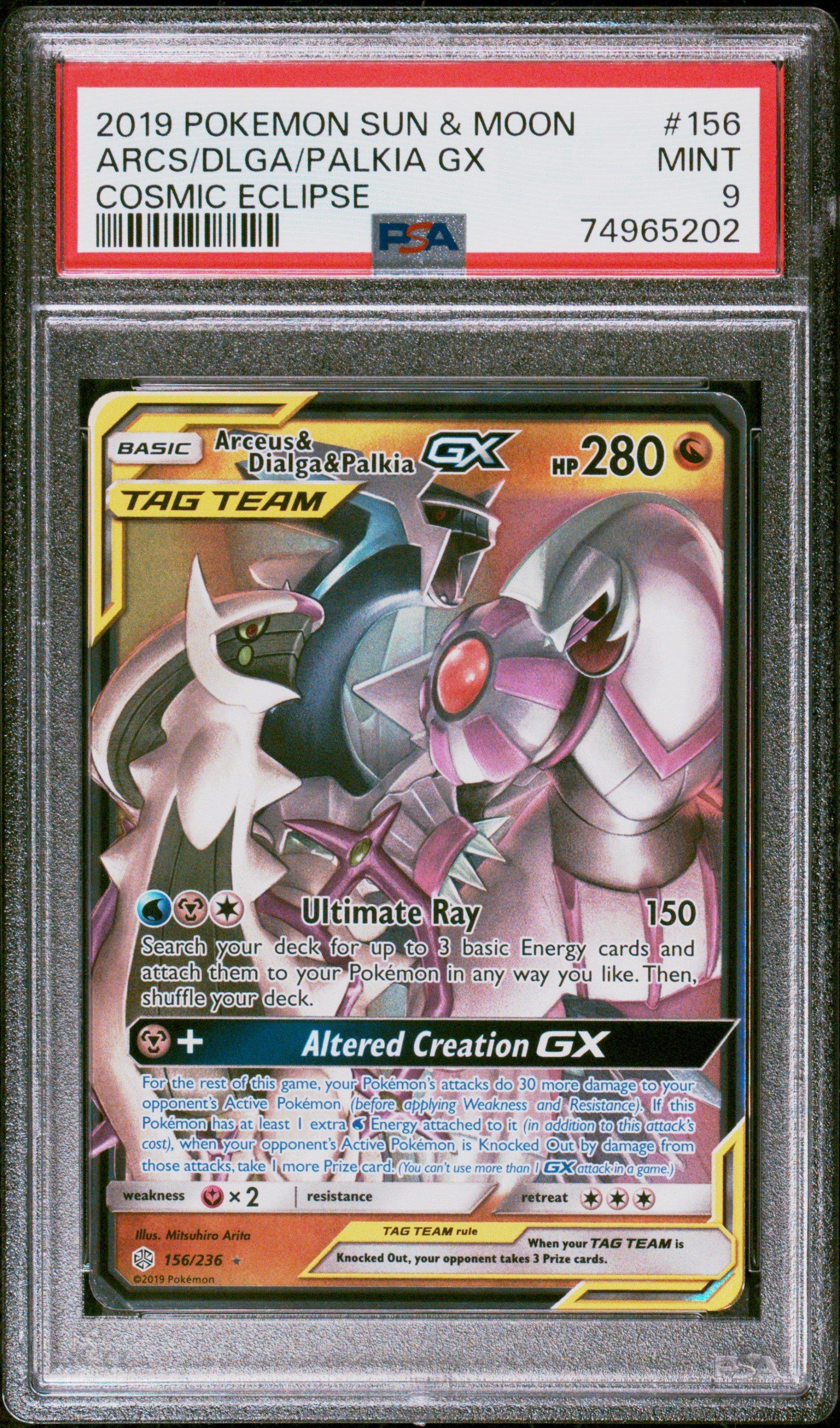 2019 Pokemon Sun & Moon Cosmic Eclipse 156 Arcs/dlga/palkia Gx PSA 9