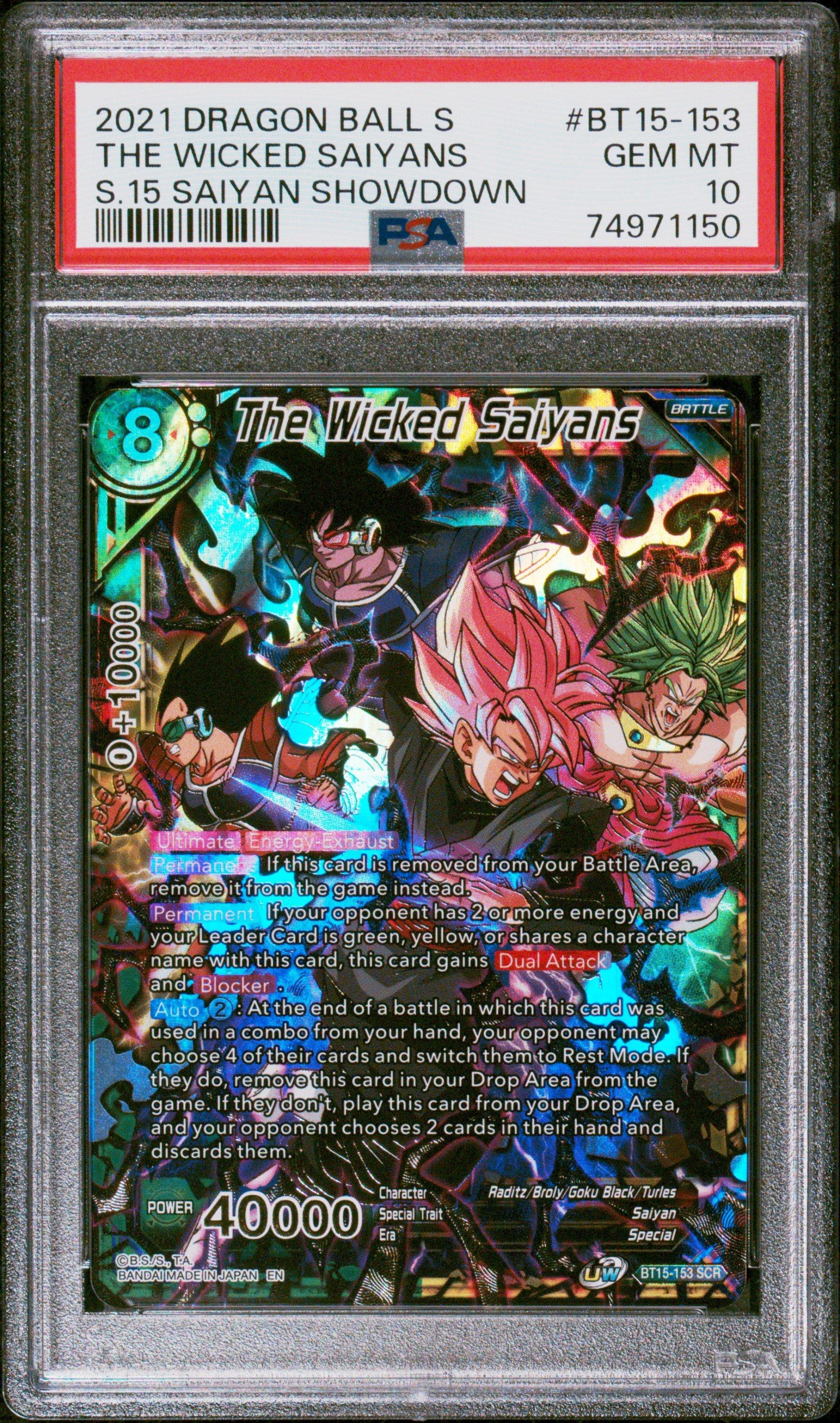 2021 Dragon Ball Super Card Game Series 15 Saiyan Showdown Bt15-153 The Wicked Saiyans Secret Rare PSA 10
