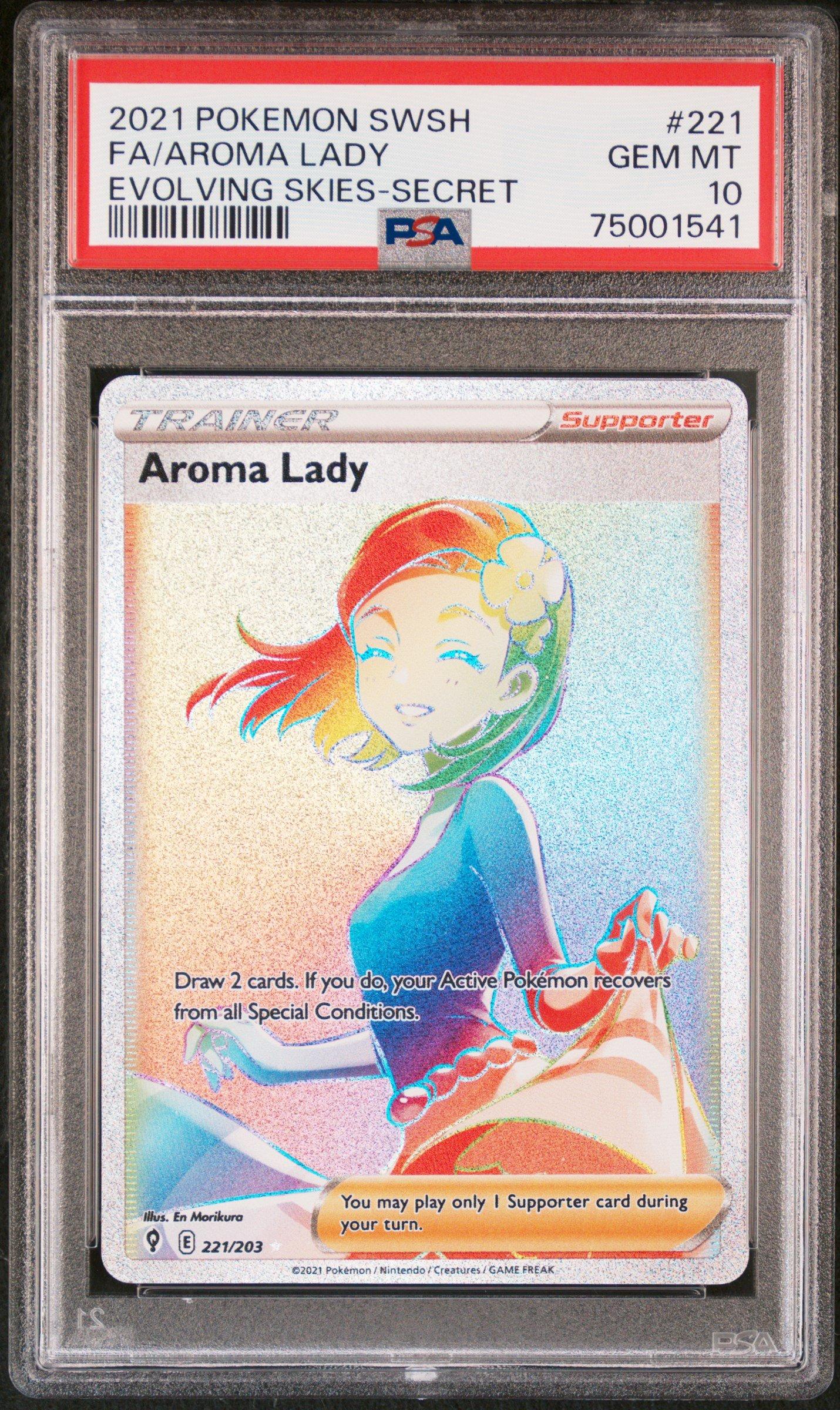 2021 Pokemon Sword & Shield Evolving Skies 221 Full Art/aroma Lady Secret PSA 10