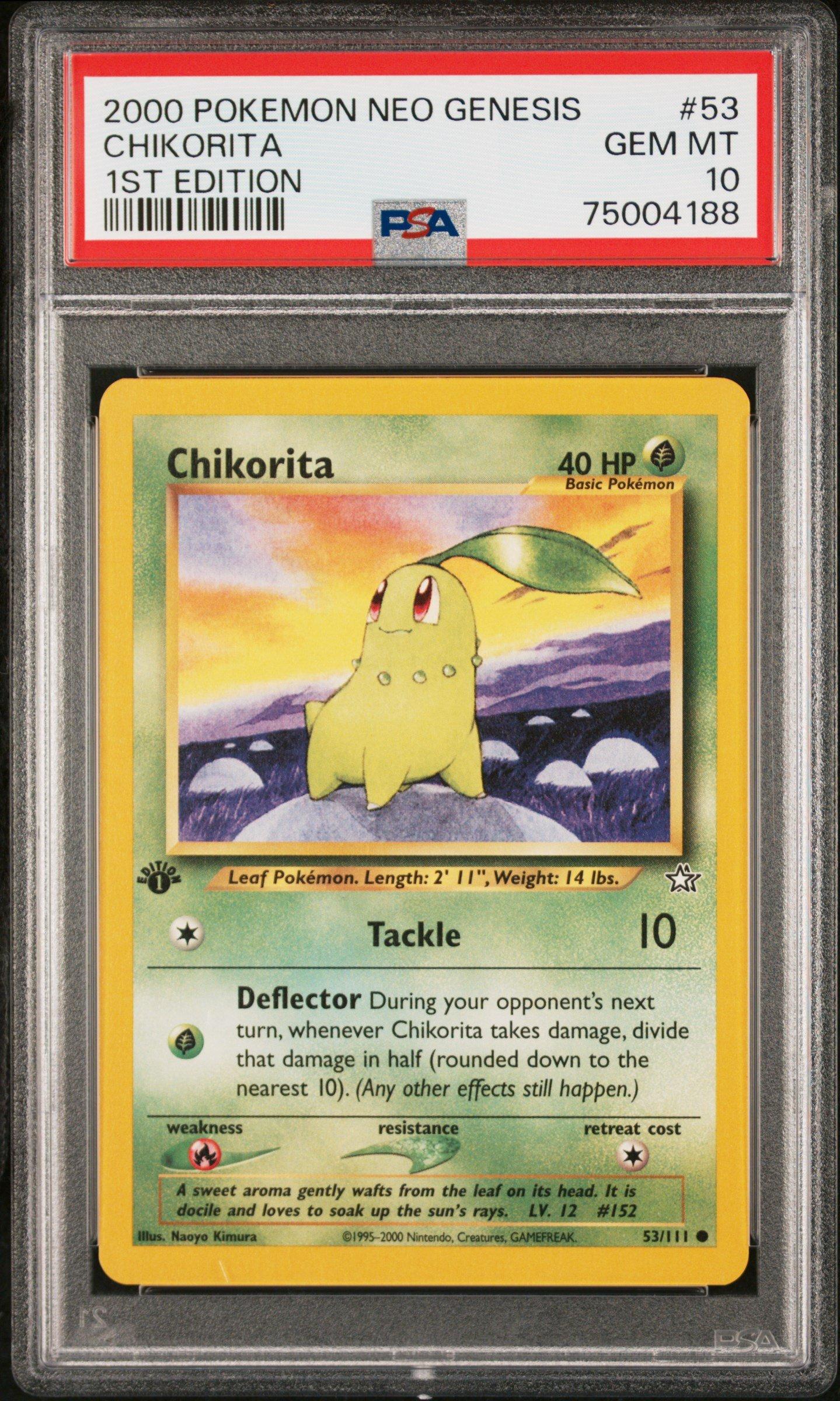 2000 Pokemon Neo Genesis 1st Edition 53 Chikorita PSA 10 Graded