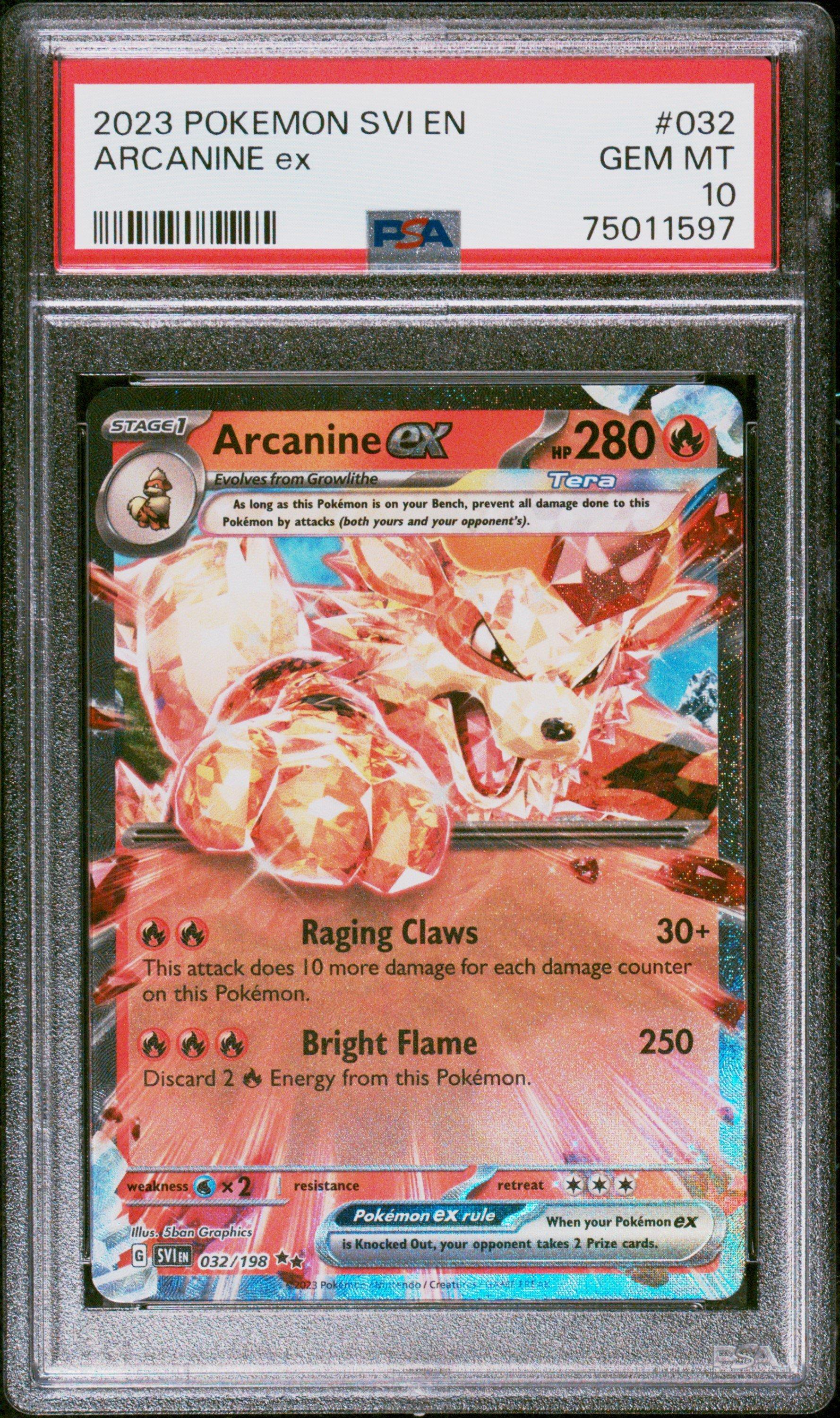 エクスチェンジPSA１０ 2023 Pokemon Svi En-scarlet & Violet 032 Arcanine Ex PSA 10 Graded