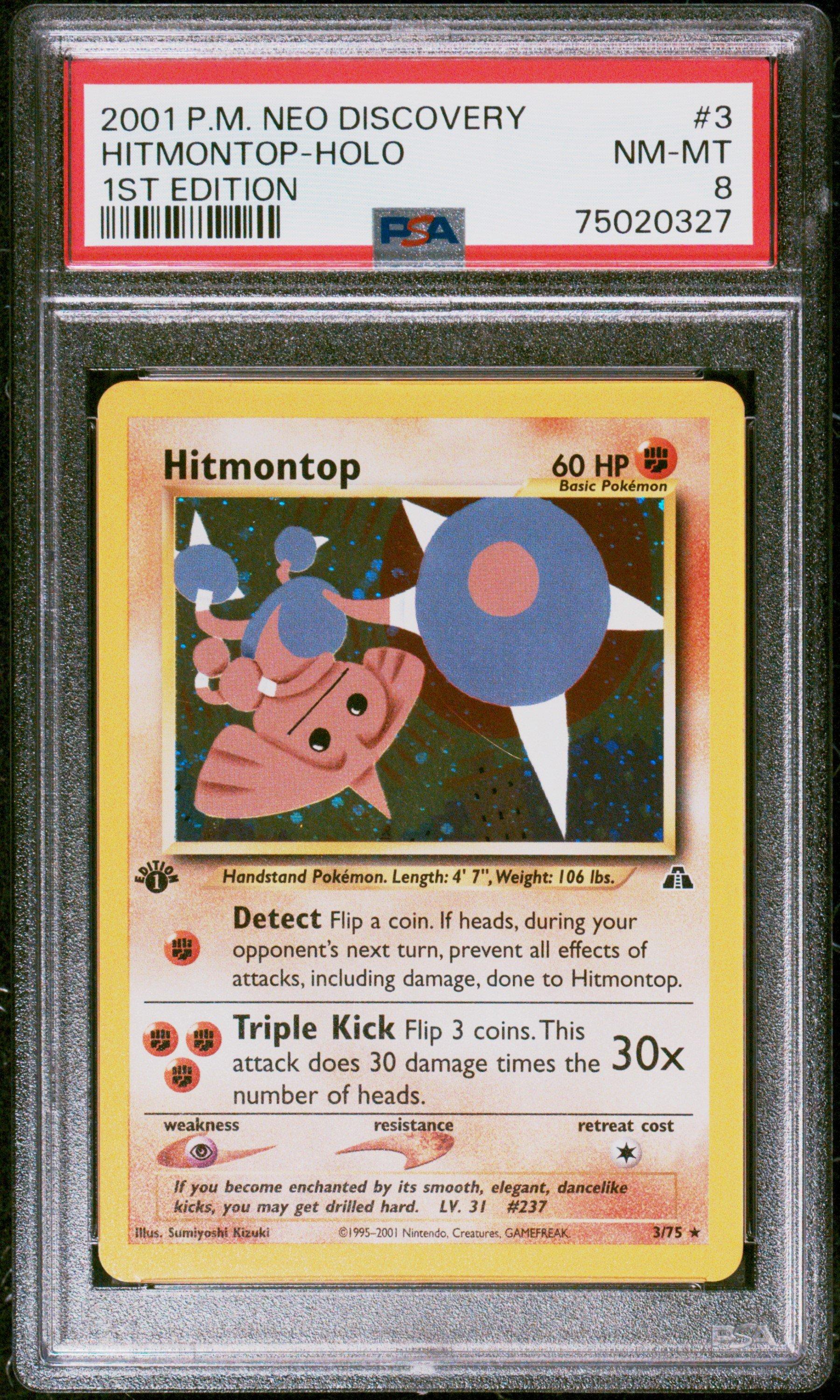 2001 Pokemon Neo Discovery 3 Hitmontop-holo 1st Edition PSA 8