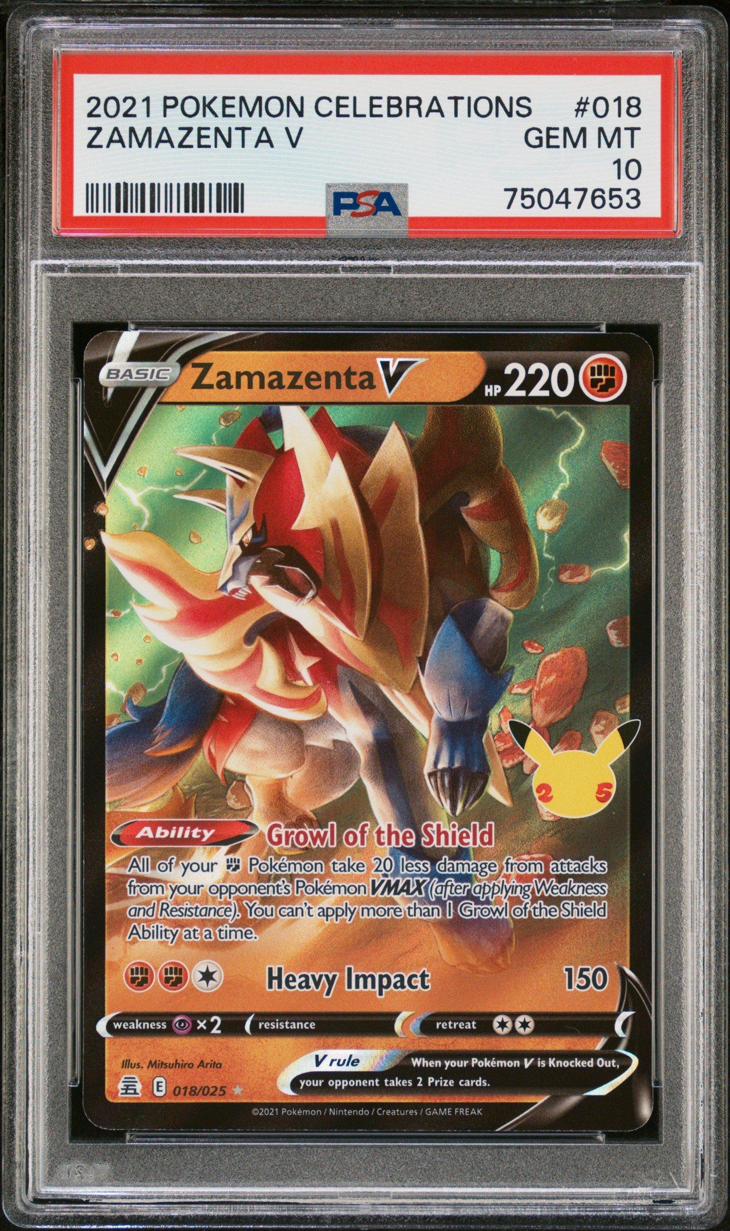 2021 Pokemon Celebrations 018 Zamazenta V PSA 10 Graded Card