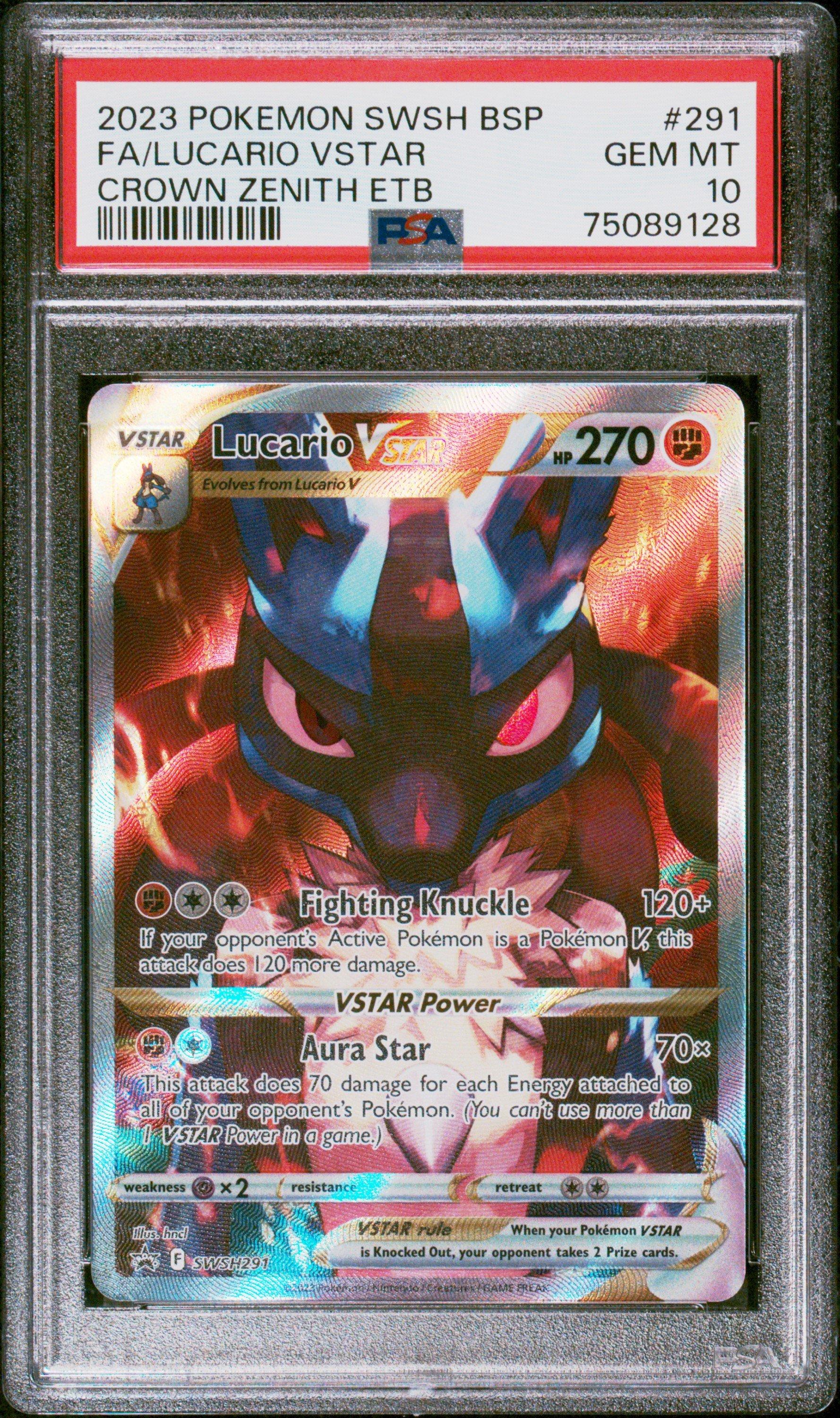 2023 Pokemon Swsh Black Star Promo 291 Full Art/lucario Vstar Crown Zenith  Elite Trainer Box PSA 10 Graded Card | GameStop